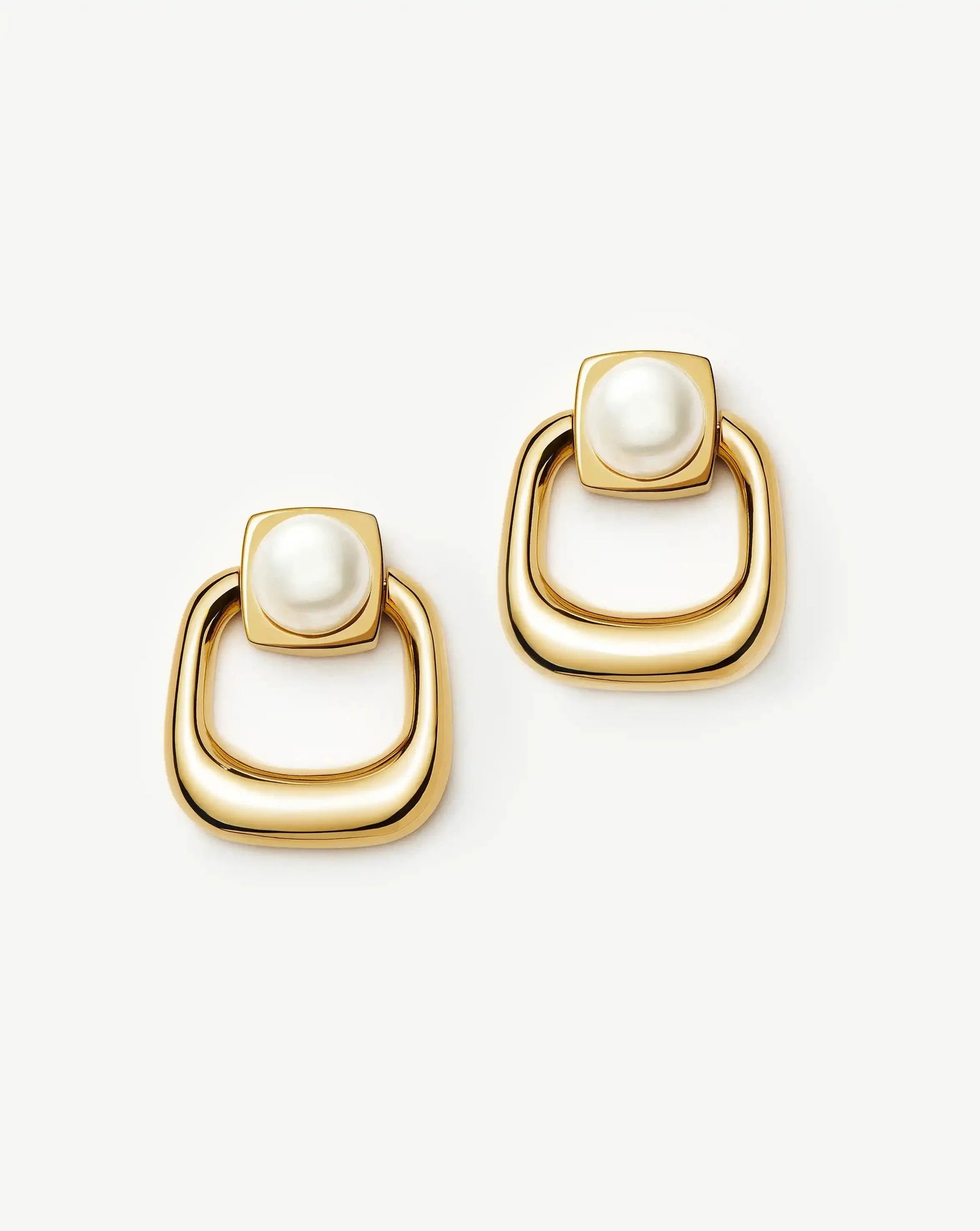Button Pearl Statement Stud Earrings | 18ct Gold Plated/Pearl