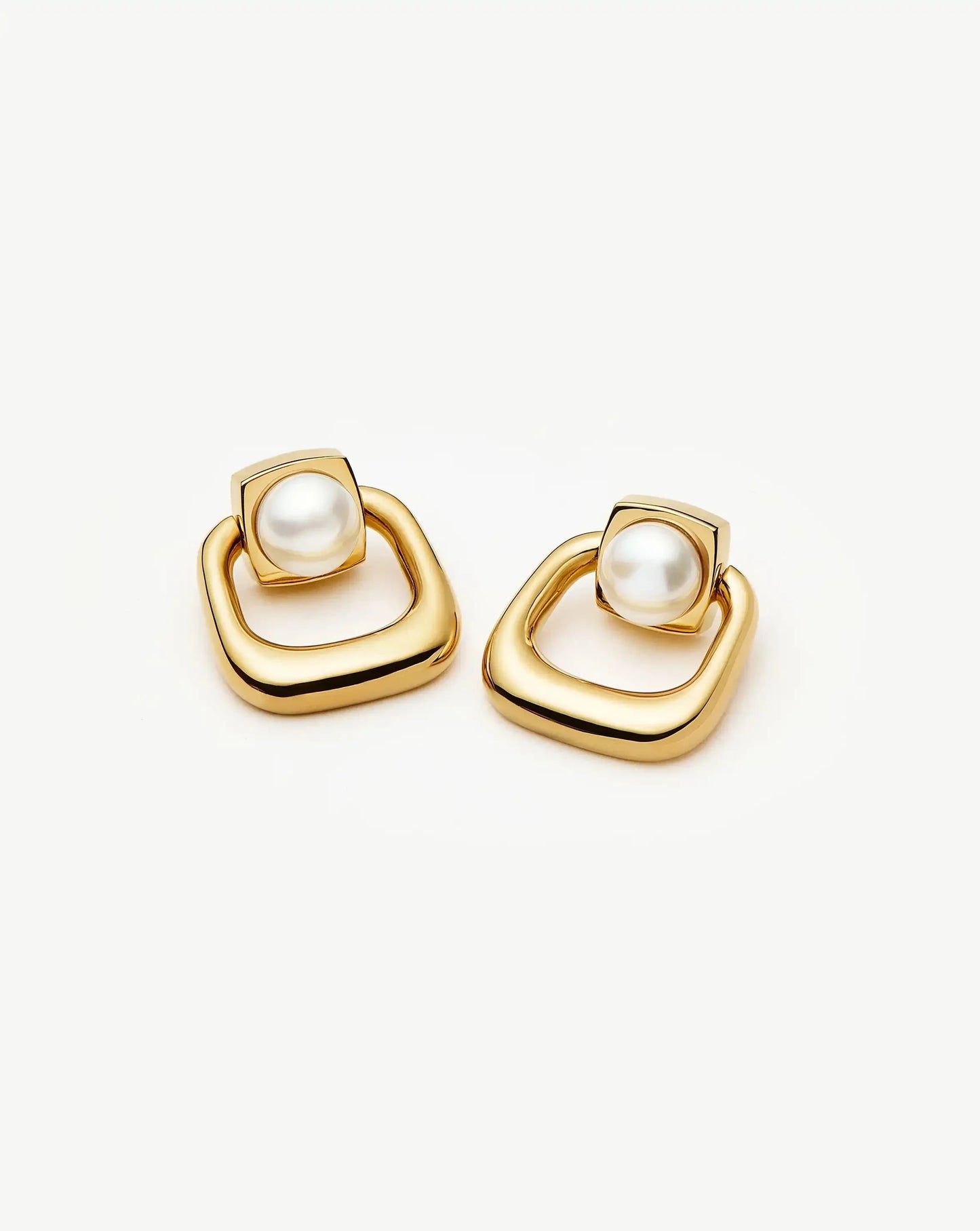 Button Pearl Statement Stud Earrings | 18ct Gold Plated/Pearl