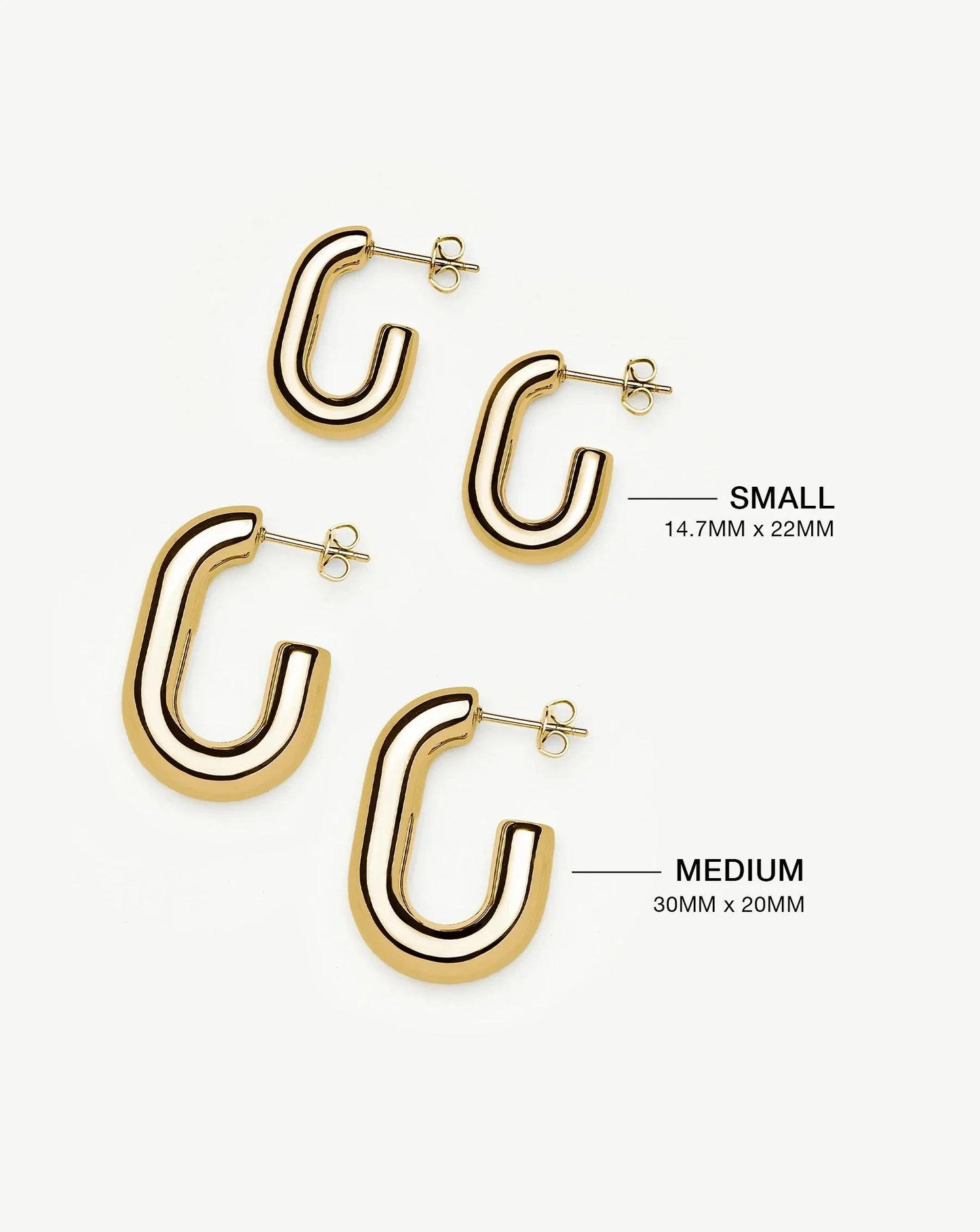 Chubby Oval Medium Hoop Earrings | 18ct Gold Plated