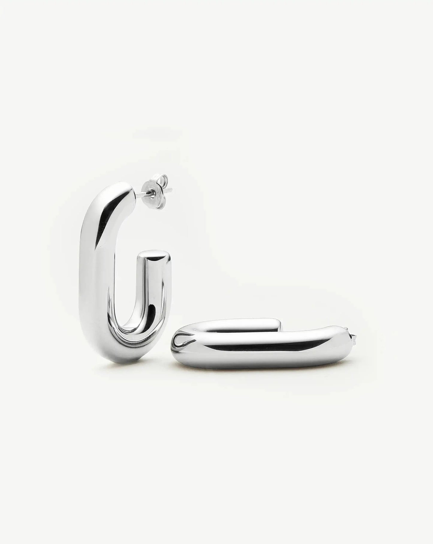Chubby Oval Medium Hoop Earrings | Platinum Plated