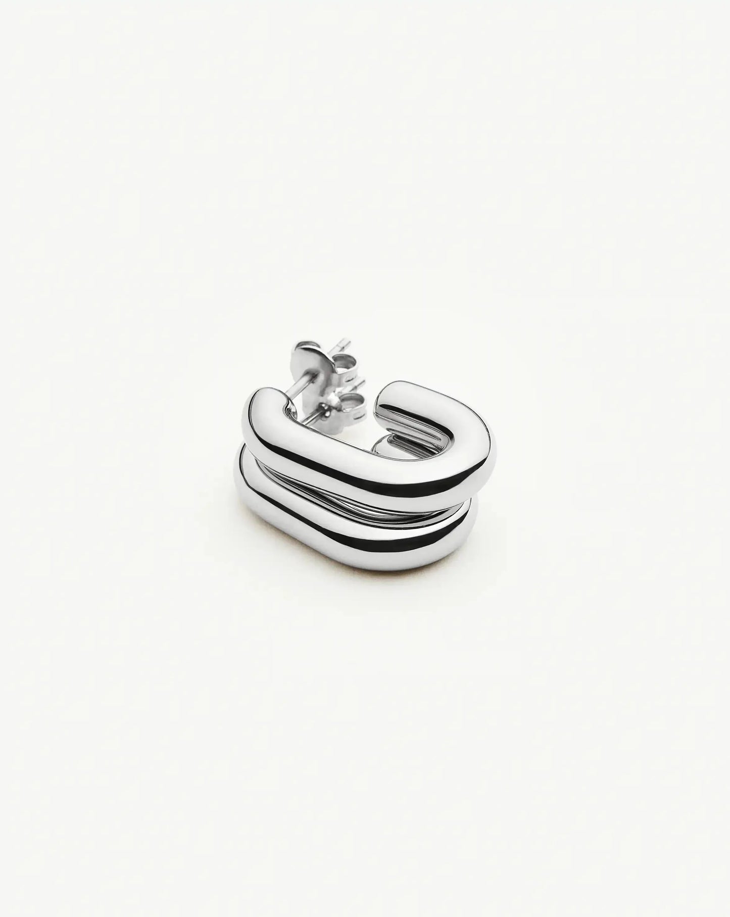 Chubby Oval Small Hoop Earrings | Platinum Plated