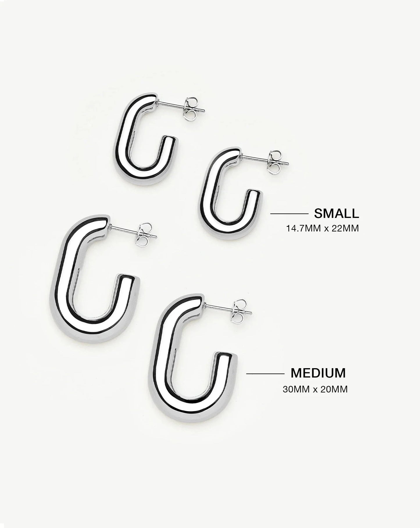 Chubby Oval Small Hoop Earrings | Platinum Plated