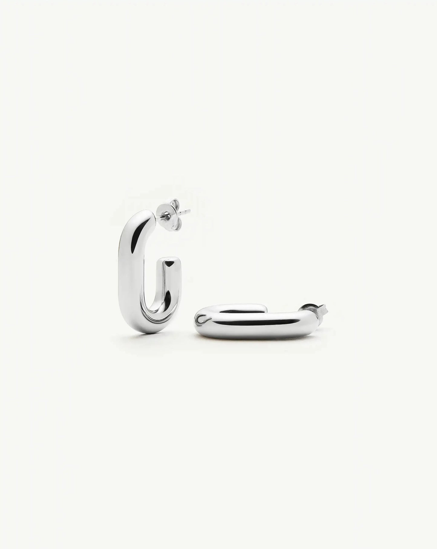Chubby Oval Small Hoop Earrings | Platinum Plated
