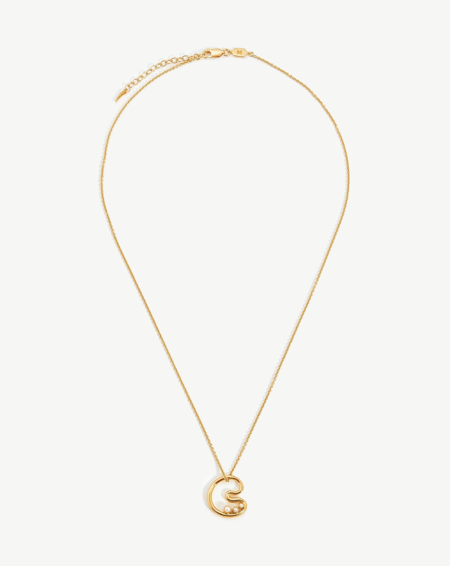 Chubby Pearl Initial Pendant Necklace  - Initial C | 18ct Gold Vermeil/Pearl