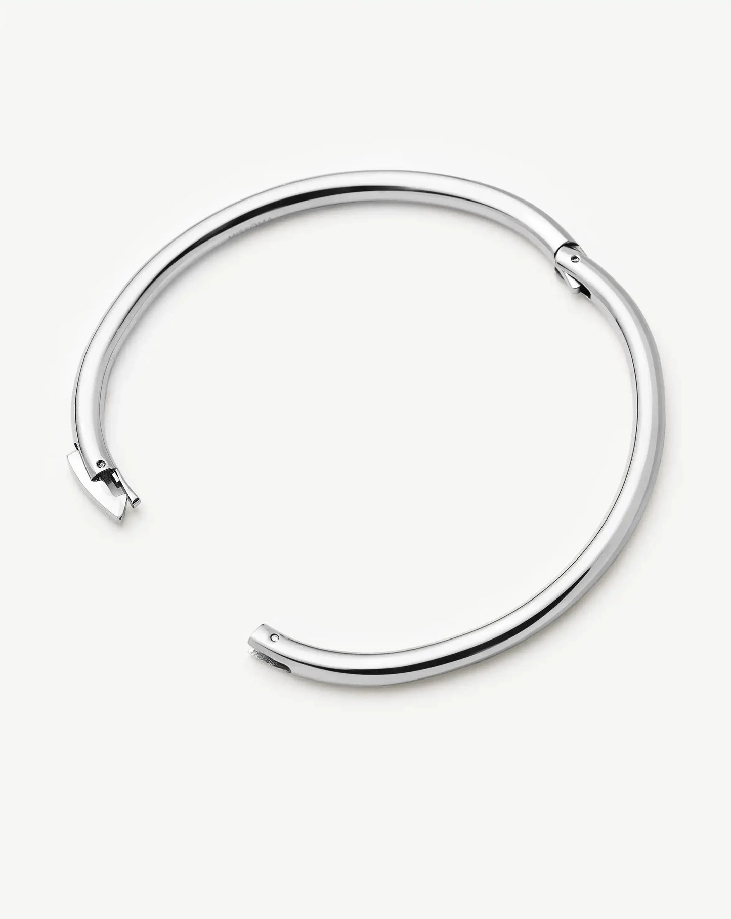 Classic Round Hinged Bangle | Platinum Plated