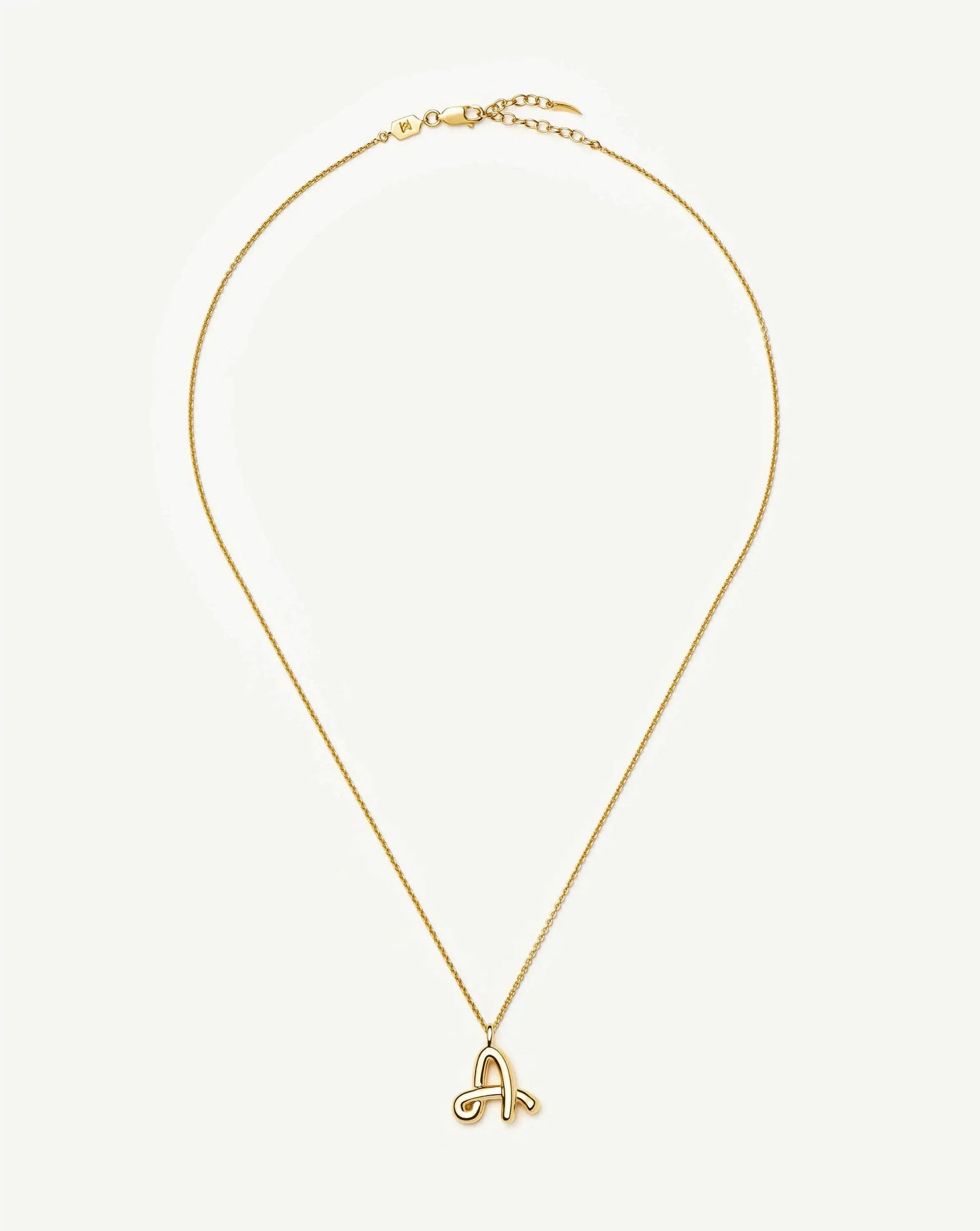 Curly Molten Initial Pendant Necklace  - A | Gold