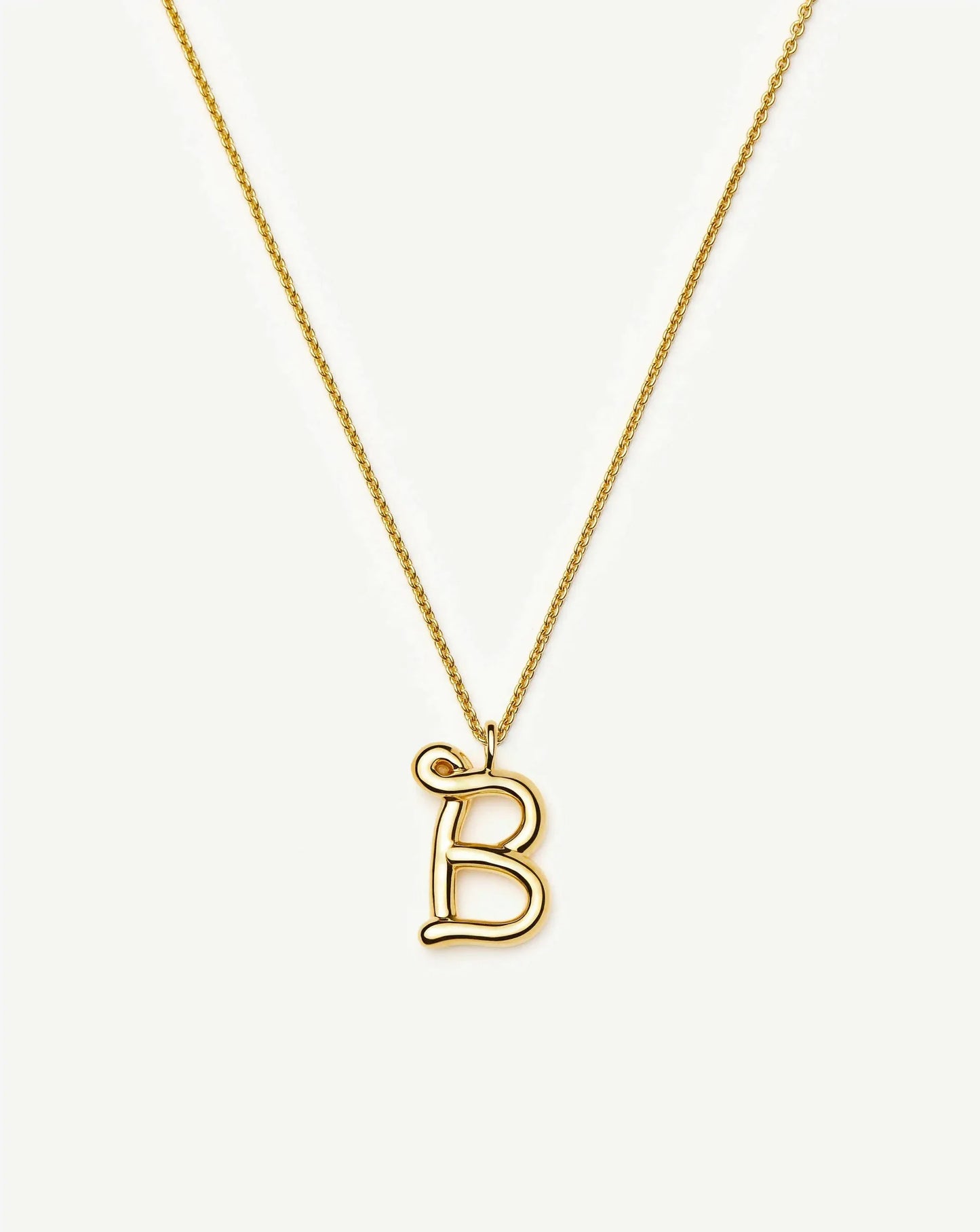 Curly Molten Initial Pendant Necklace - B | 18ct Gold Vermeil