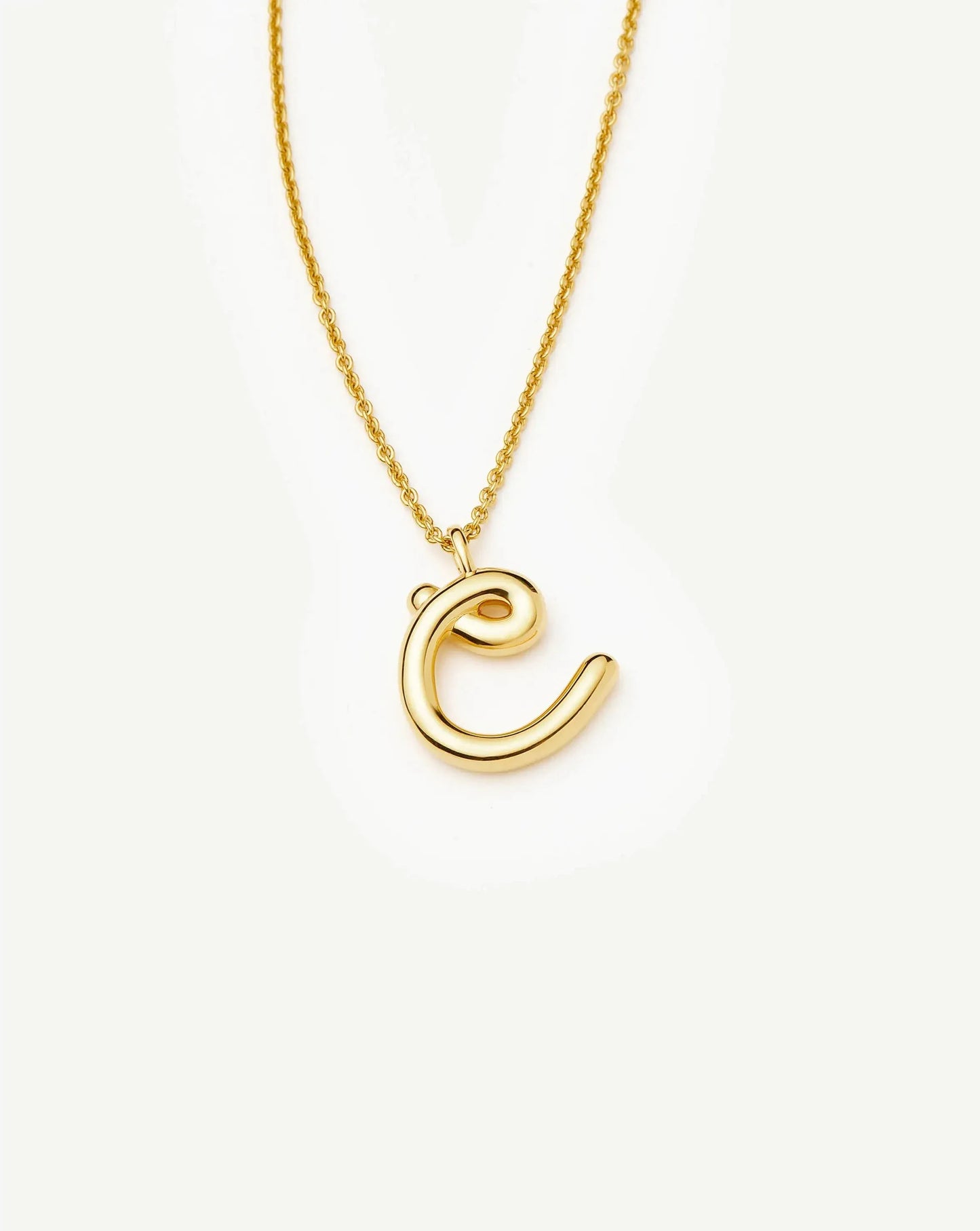 Curly Molten Initial Pendant Necklace - C | 18ct Gold Vermeil