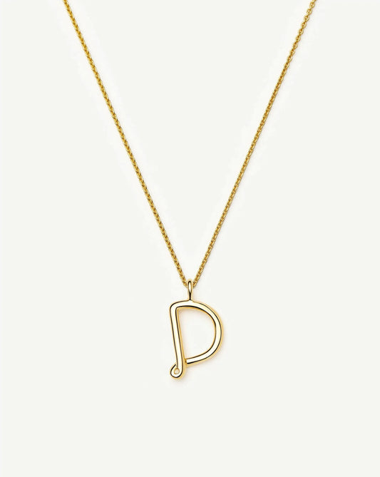 Curly Molten Initial Pendant Necklace - D | 18ct Gold Vermeil