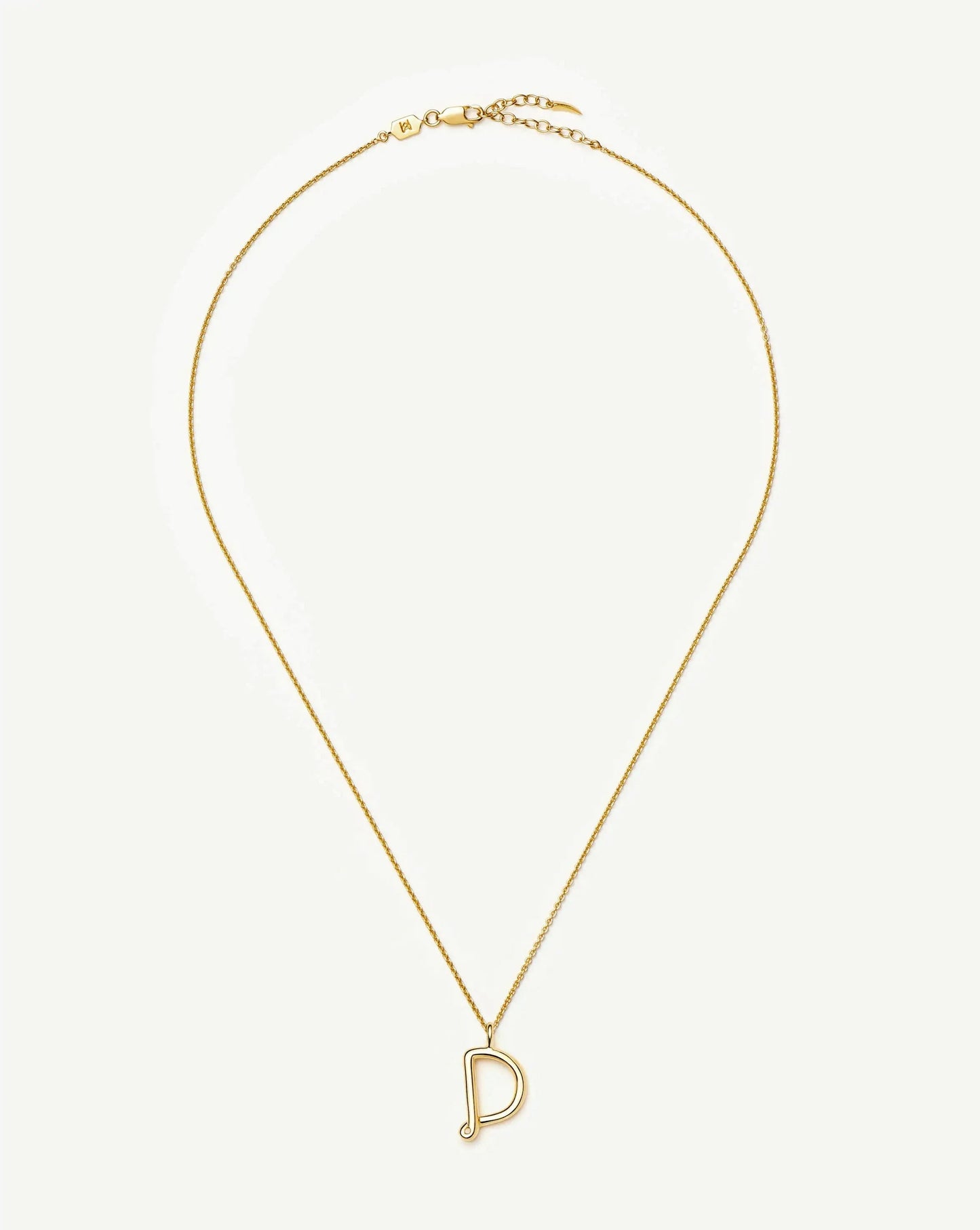 Curly Molten Initial Pendant Necklace - D | 18ct Gold Vermeil