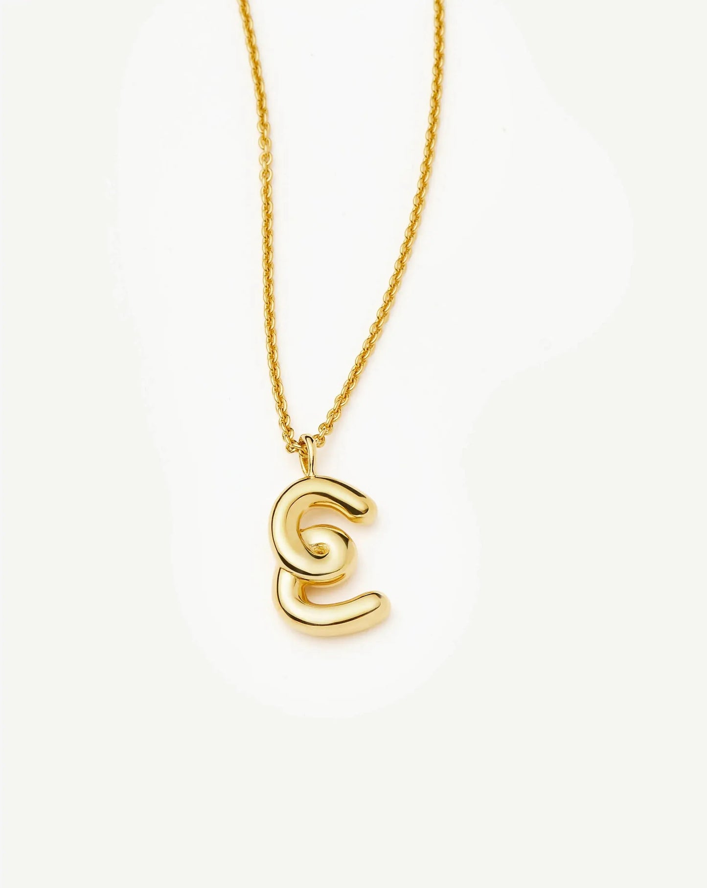 Curly Molten Initial Pendant Necklace - E | 18ct Gold Vermeil