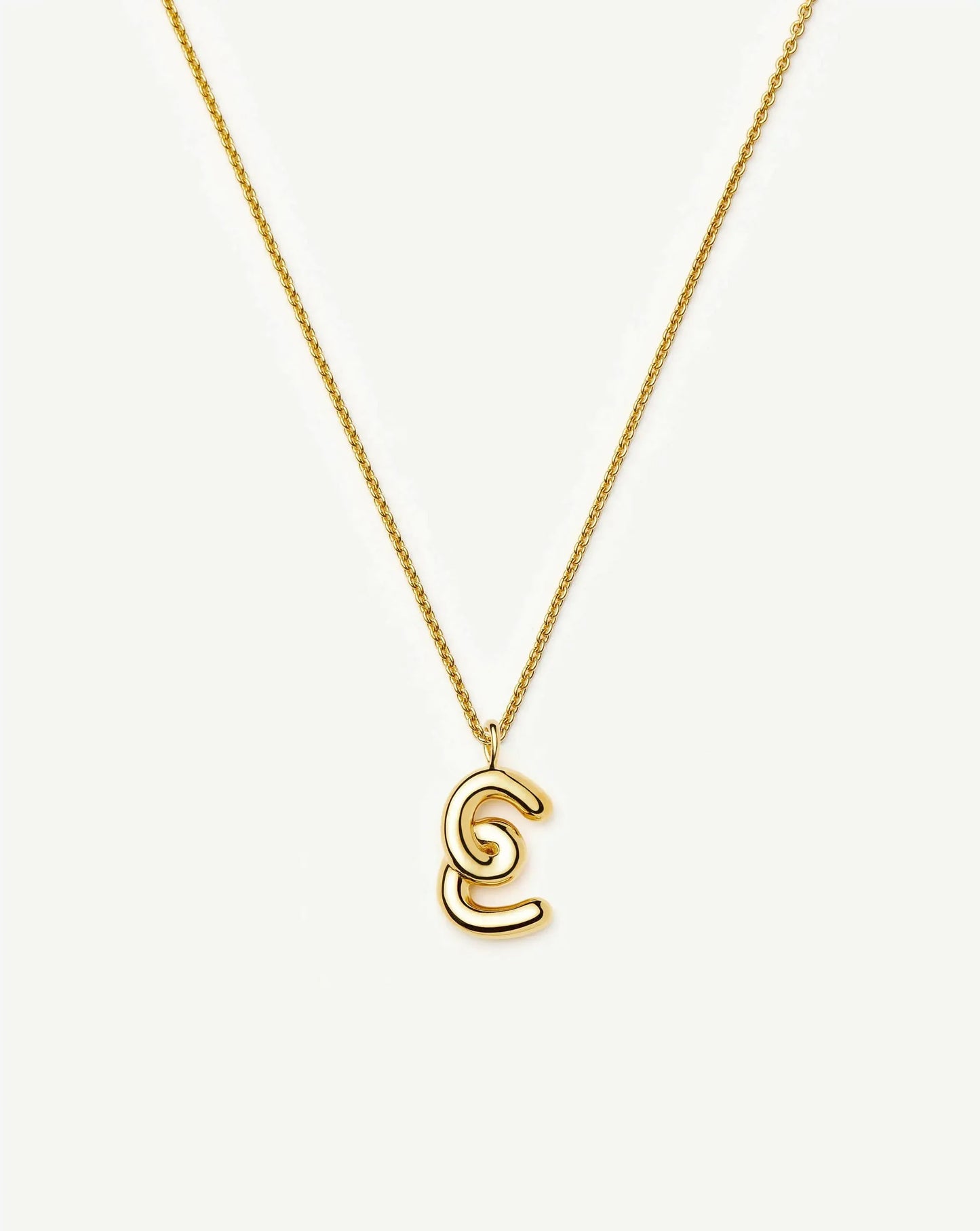 Curly Molten Initial Pendant Necklace - E | 18ct Gold Vermeil