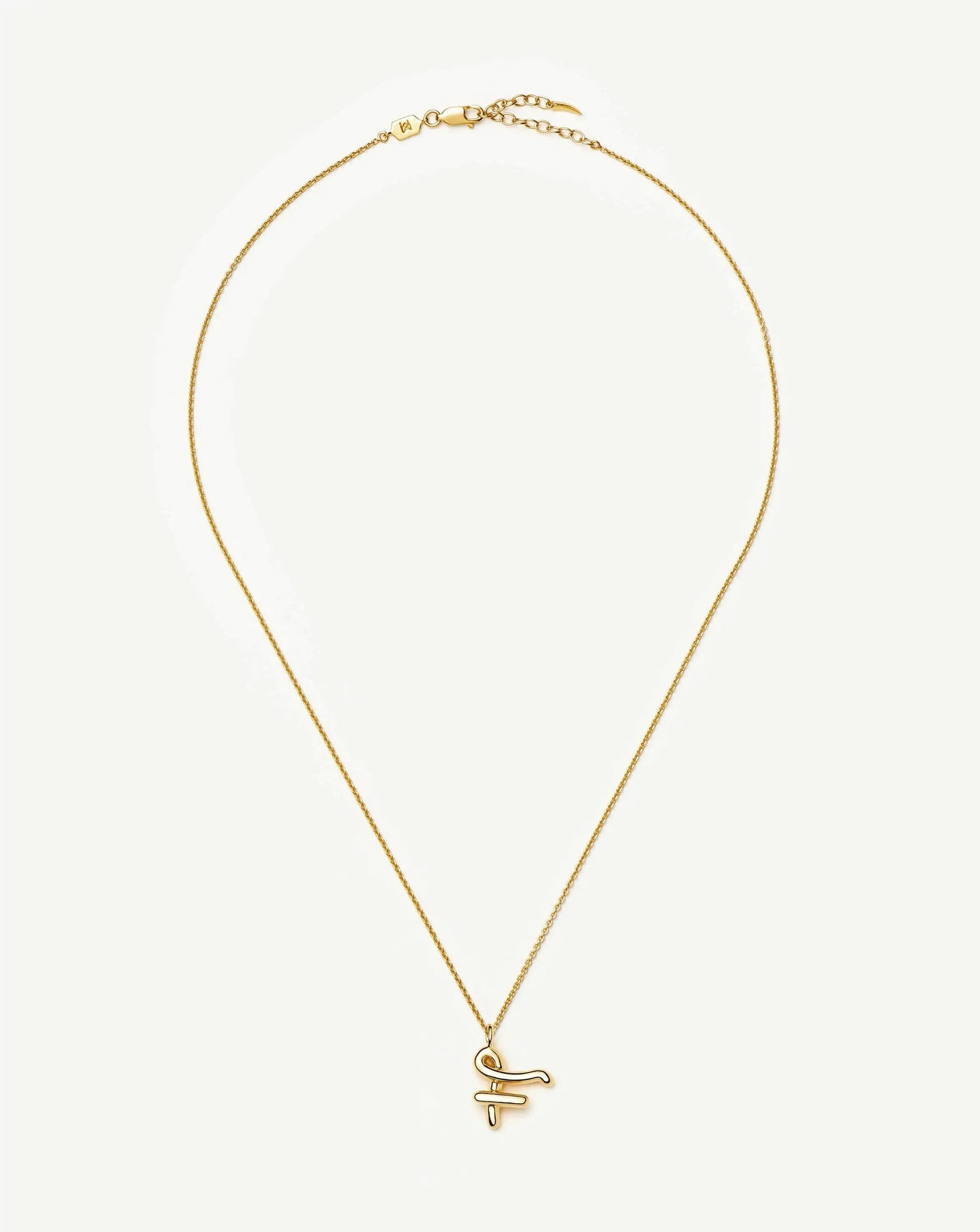 Curly Molten Initial Pendant Necklace - F | 18ct Gold Vermeil