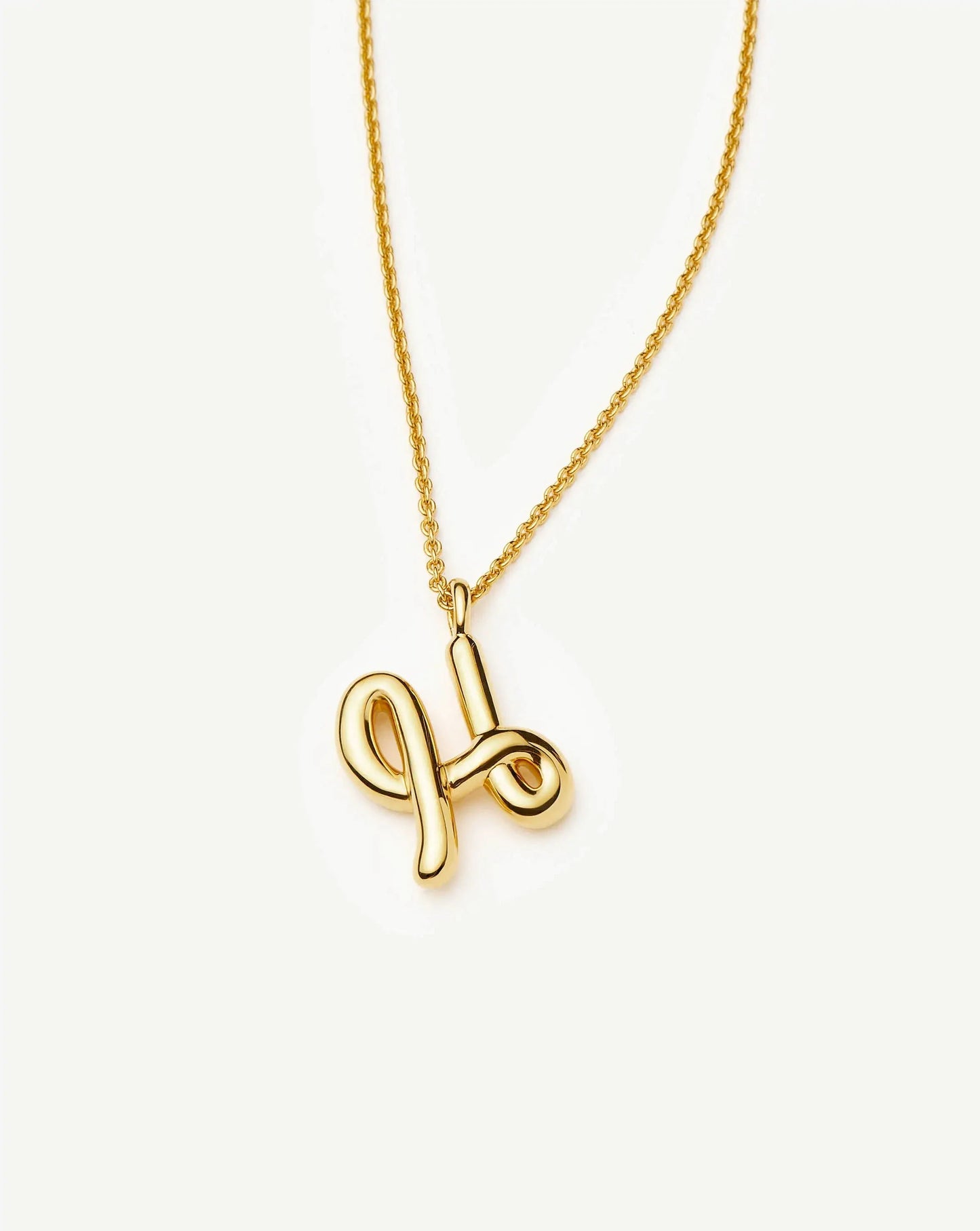 Curly Molten Initial Pendant Necklace - H | 18ct Gold Vermeil