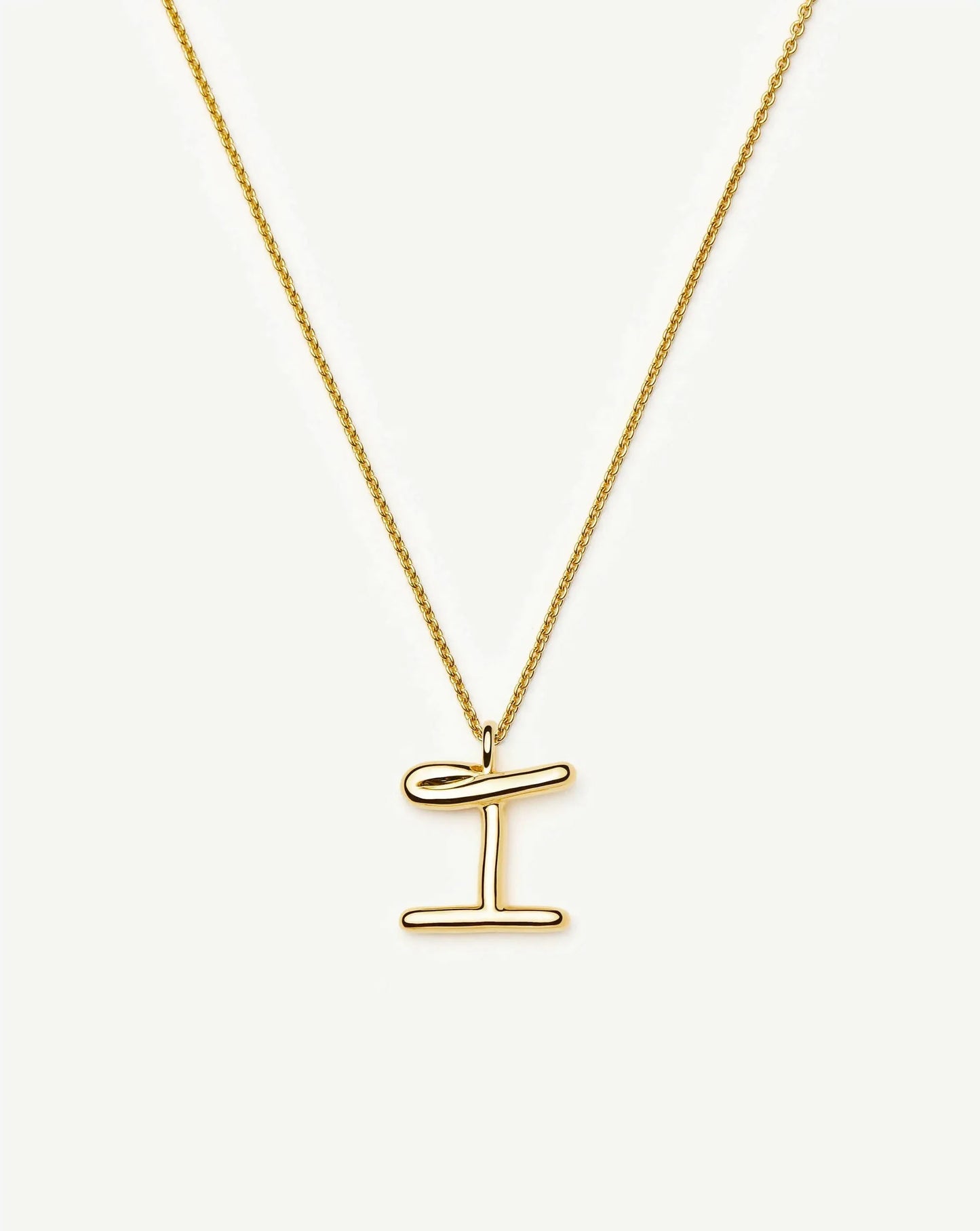 Curly Molten Initial Pendant Necklace - I | 18ct Gold Vermeil