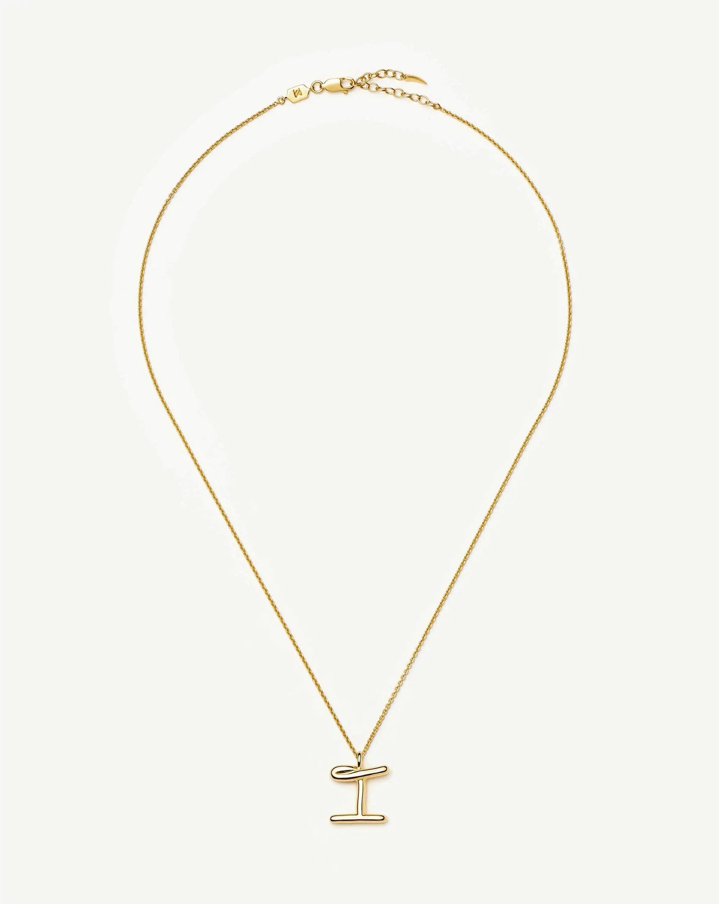 Curly Molten Initial Pendant Necklace - I | 18ct Gold Vermeil