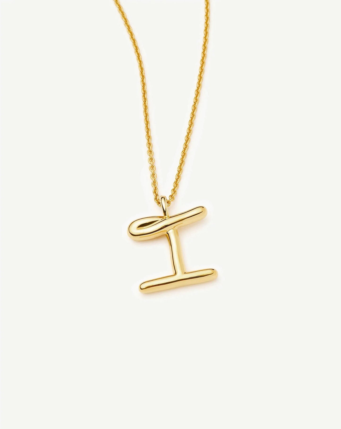 Curly Molten Initial Pendant Necklace - I | 18ct Gold Vermeil