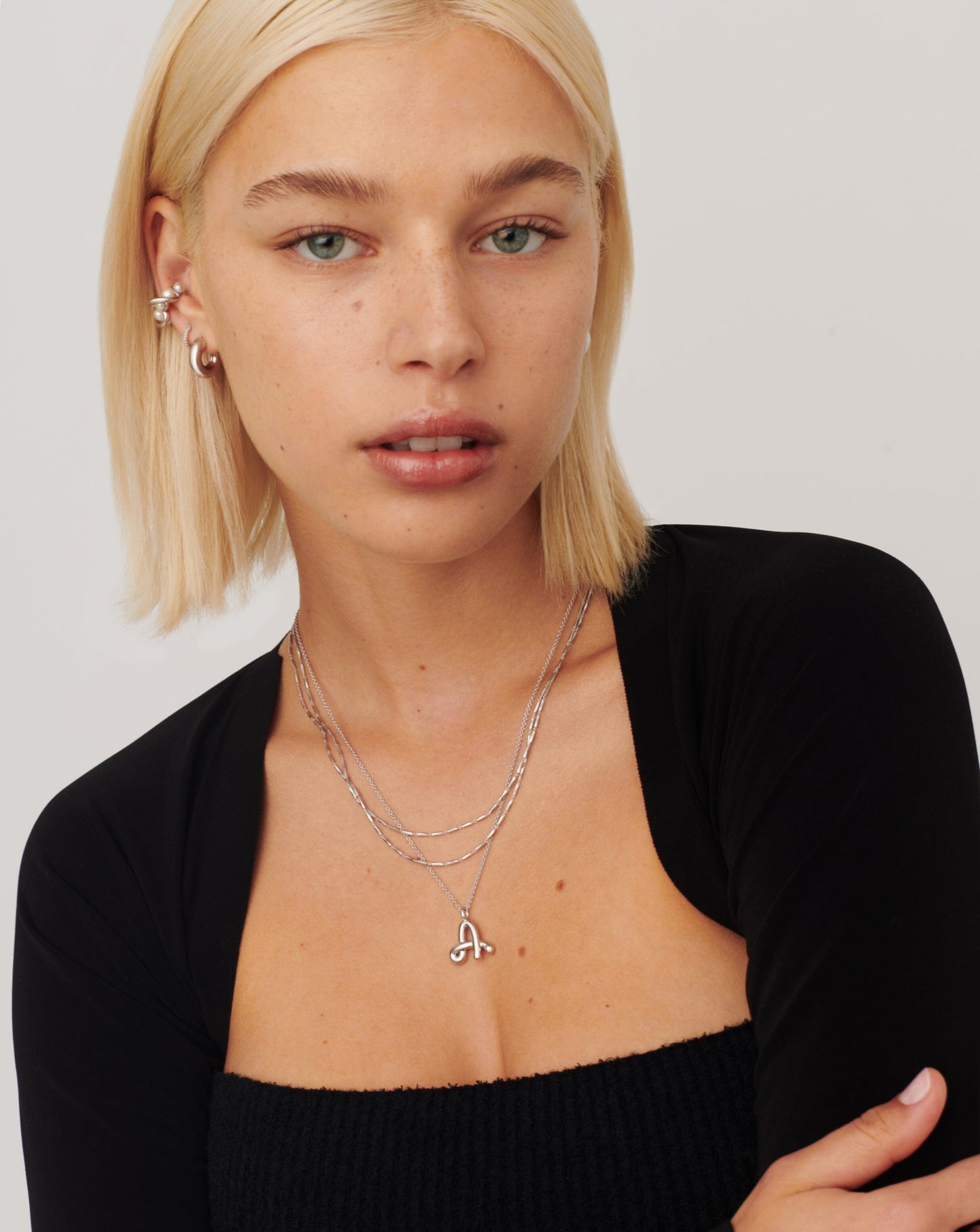 Curly Molten Initial Pendant Necklace - A | Sterling Silver