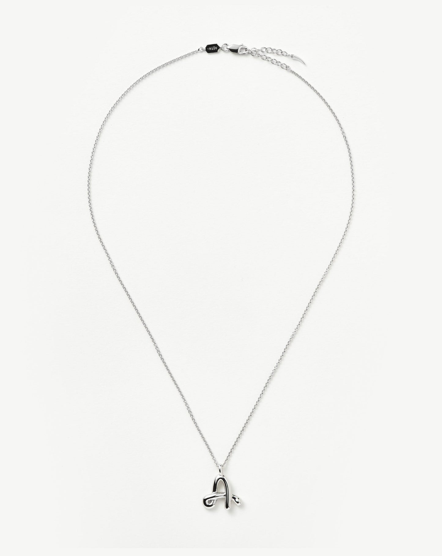 Curly Molten Initial Pendant Necklace - A | Sterling Silver
