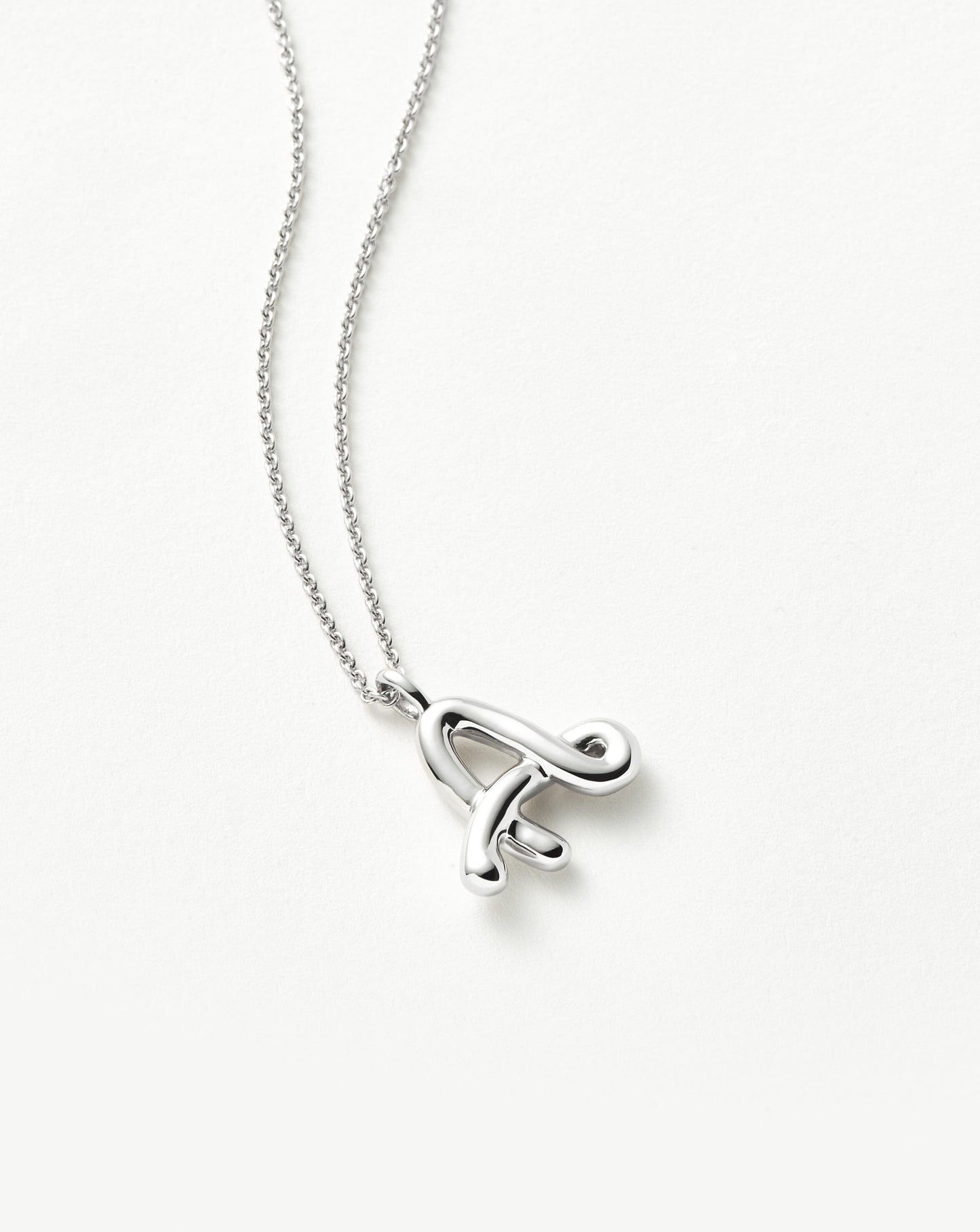 Curly Molten Initial Pendant Necklace - A | Sterling Silver