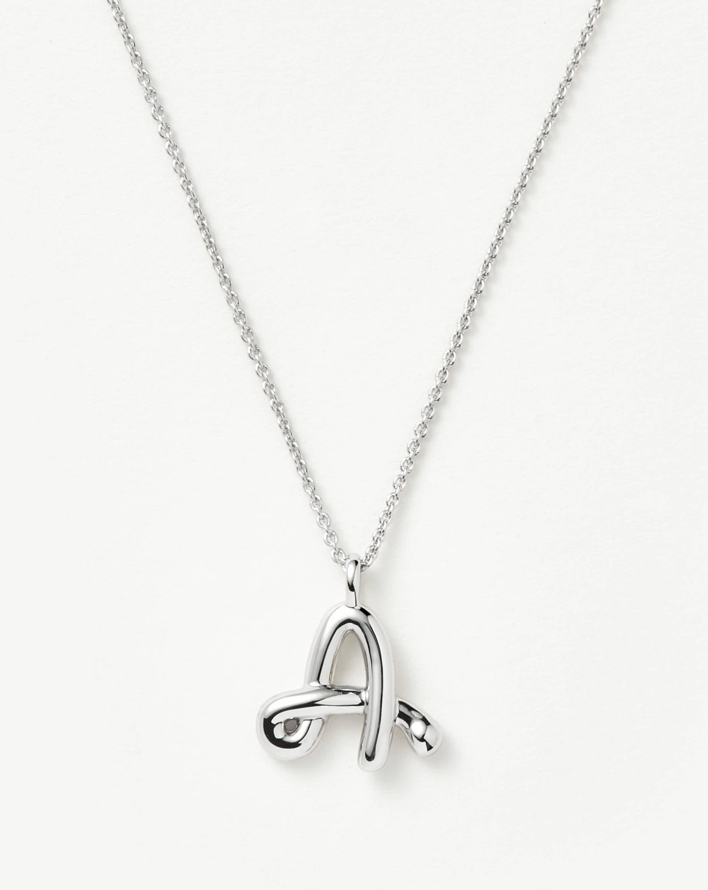 Curly Molten Initial Pendant Necklace - A | Sterling Silver