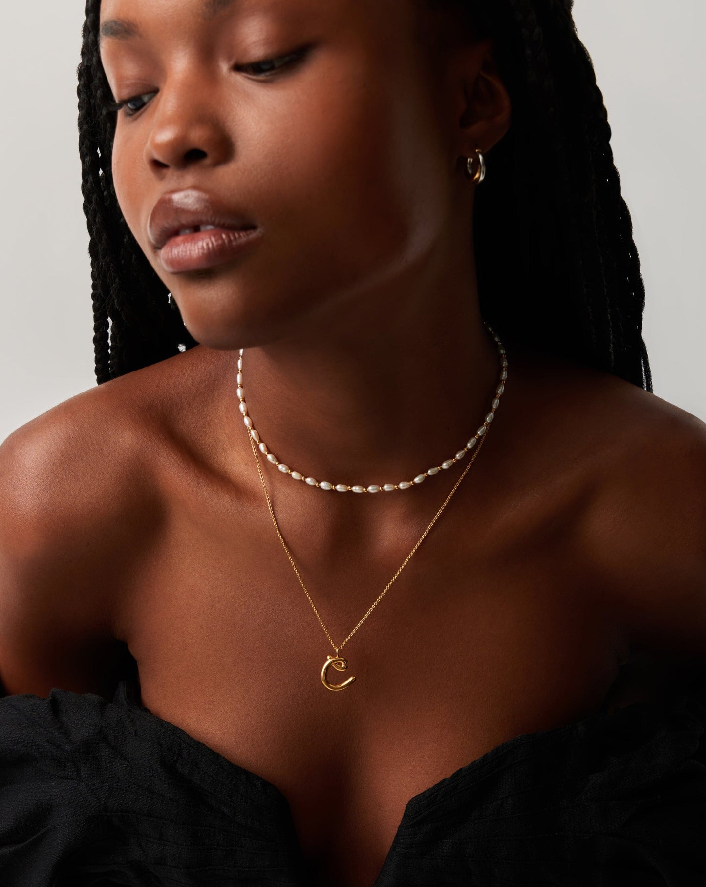 Curly Molten Initial Pendant Necklace - C | 18ct Gold Vermeil