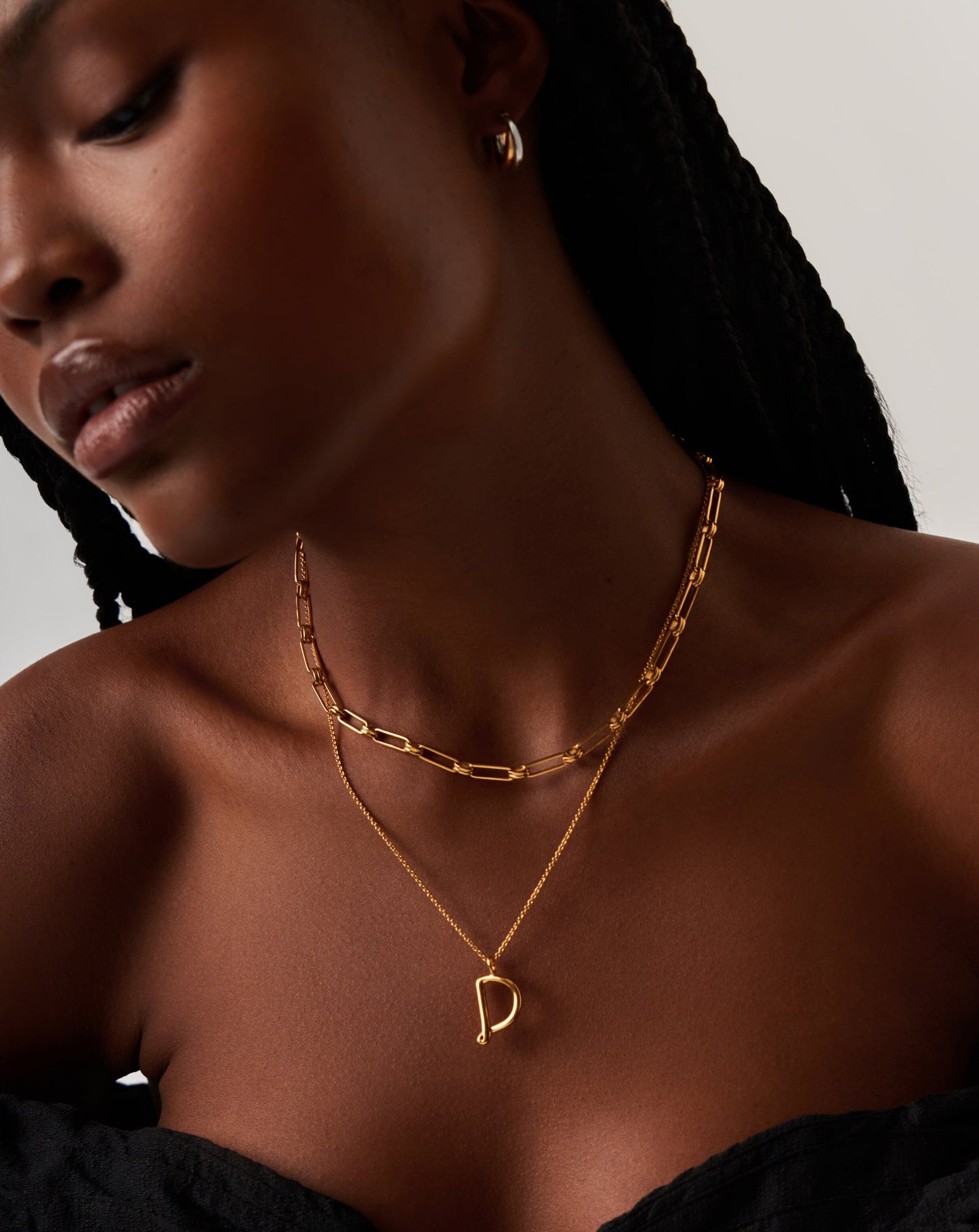 Curly Molten Initial Pendant Necklace - D | 18ct Gold Vermeil