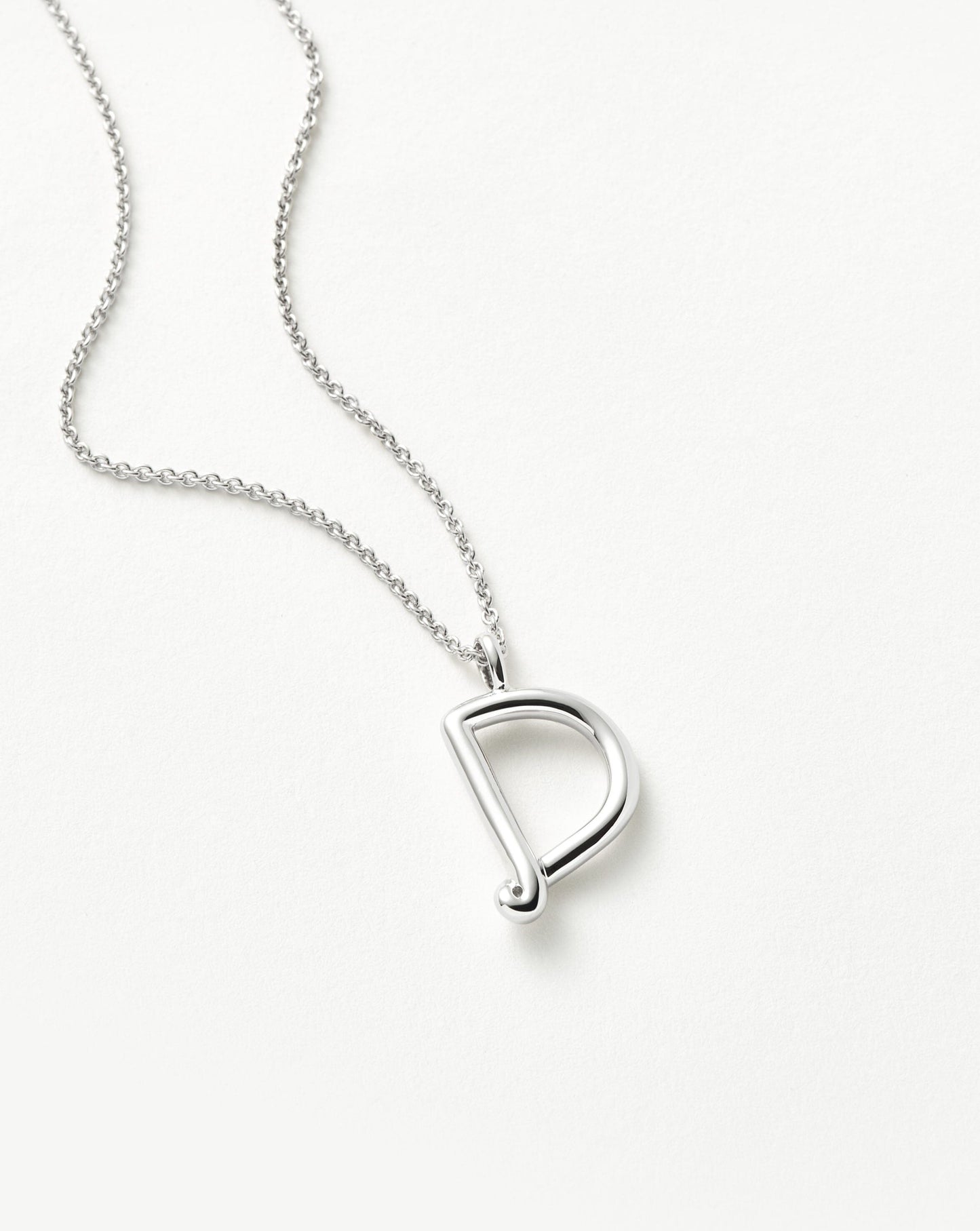Curly Molten Initial Pendant Necklace - D | Sterling Silver