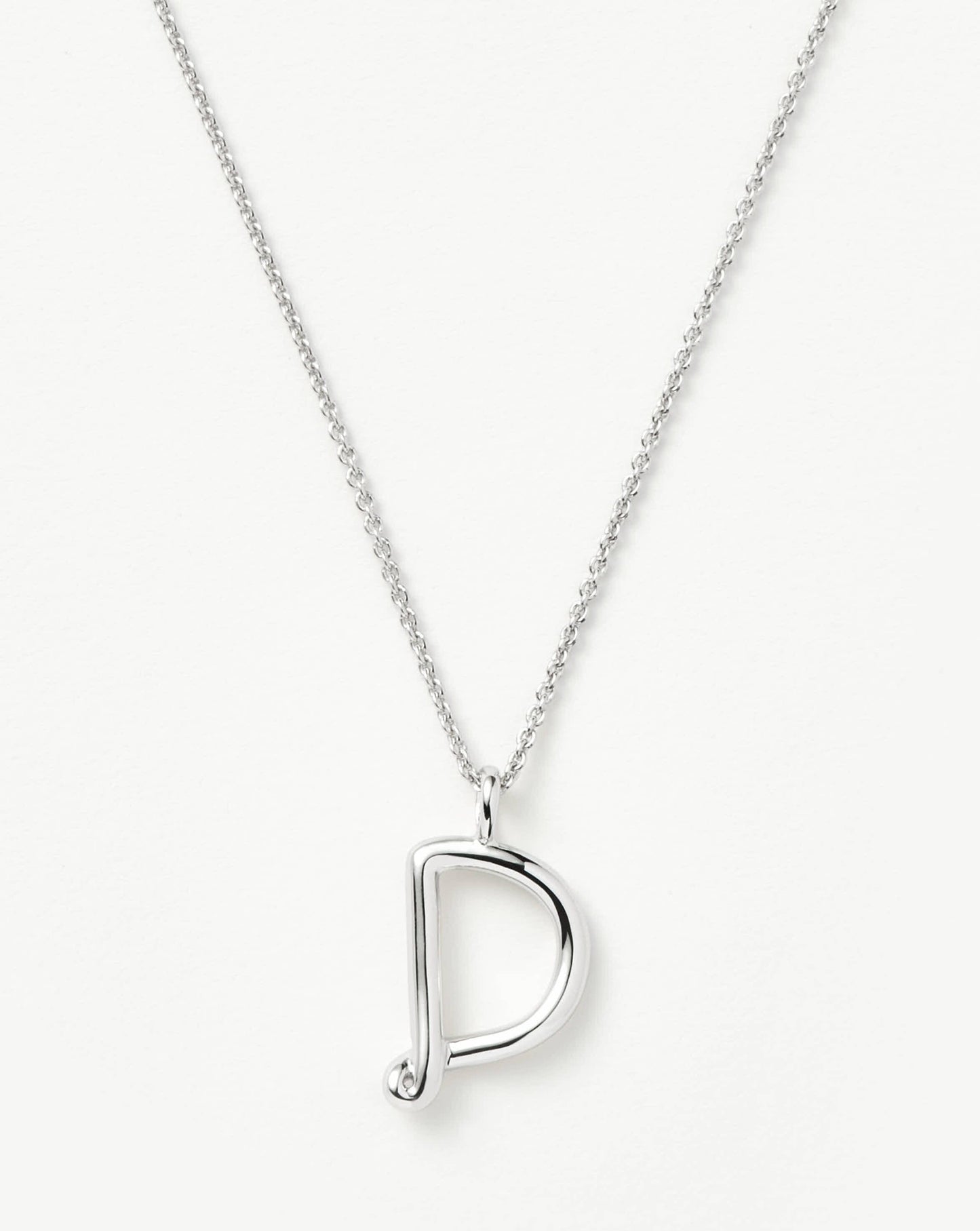 Curly Molten Initial Pendant Necklace - D | Sterling Silver