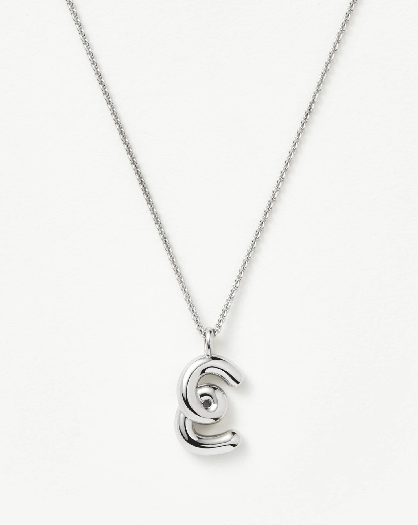 Curly Molten Initial Pendant Necklace - E | Sterling Silver