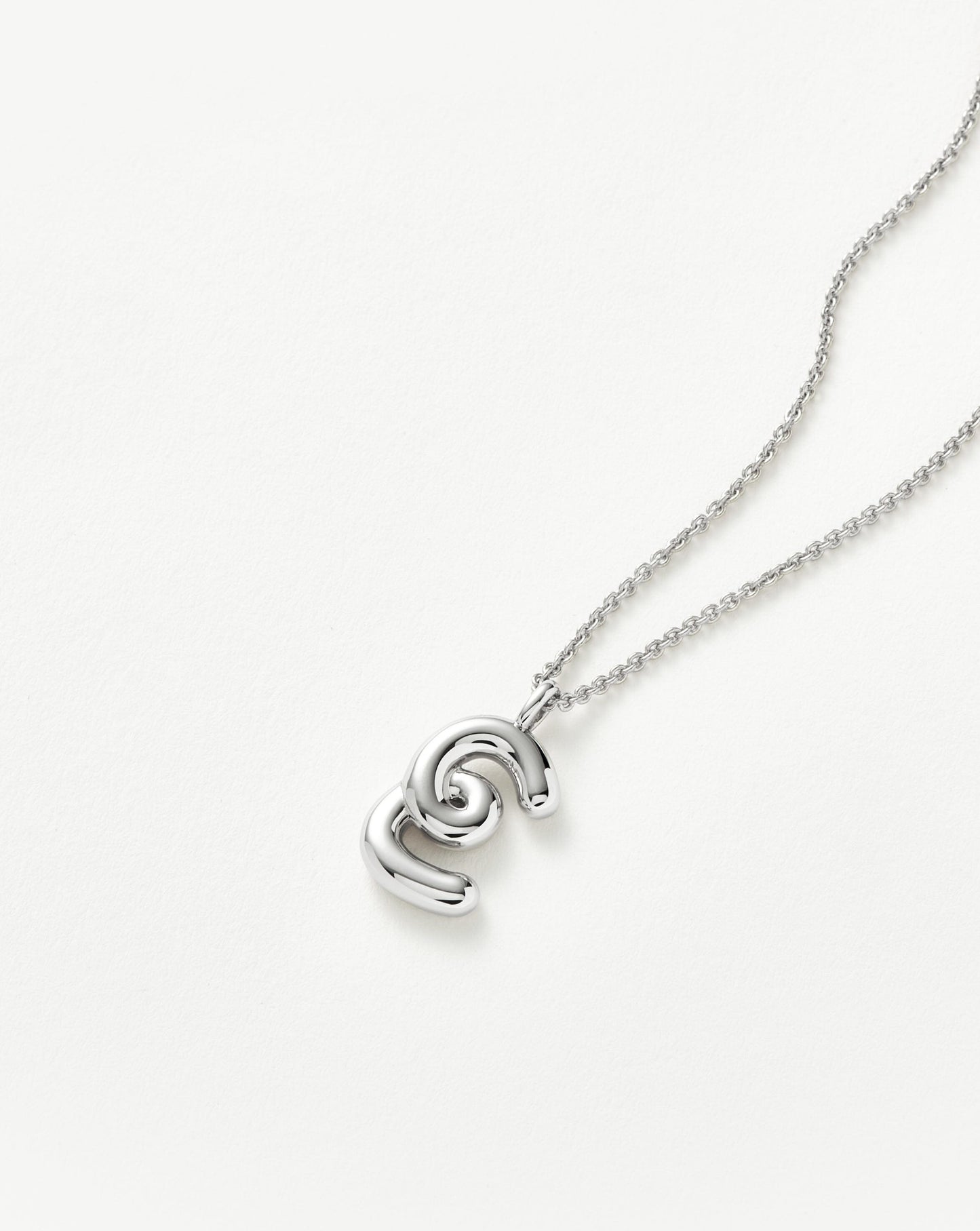 Curly Molten Initial Pendant Necklace - E | Sterling Silver