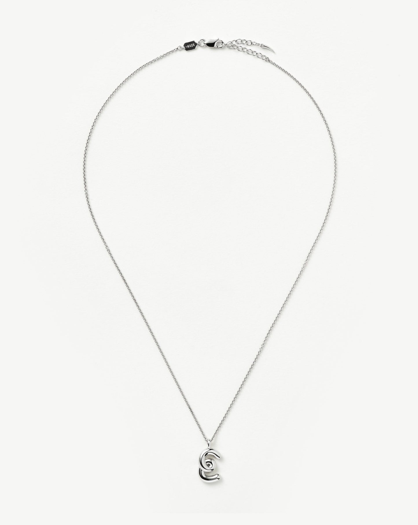 Curly Molten Initial Pendant Necklace - E | Sterling Silver