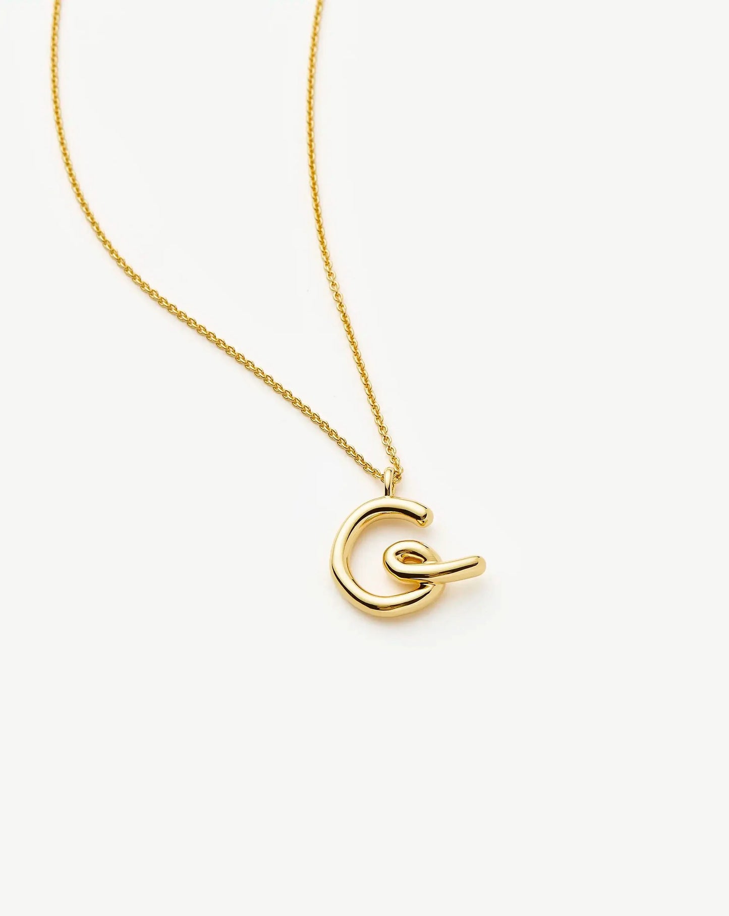 Curly Molten Initial Pendant Necklace - G | 18ct Gold Vermeil