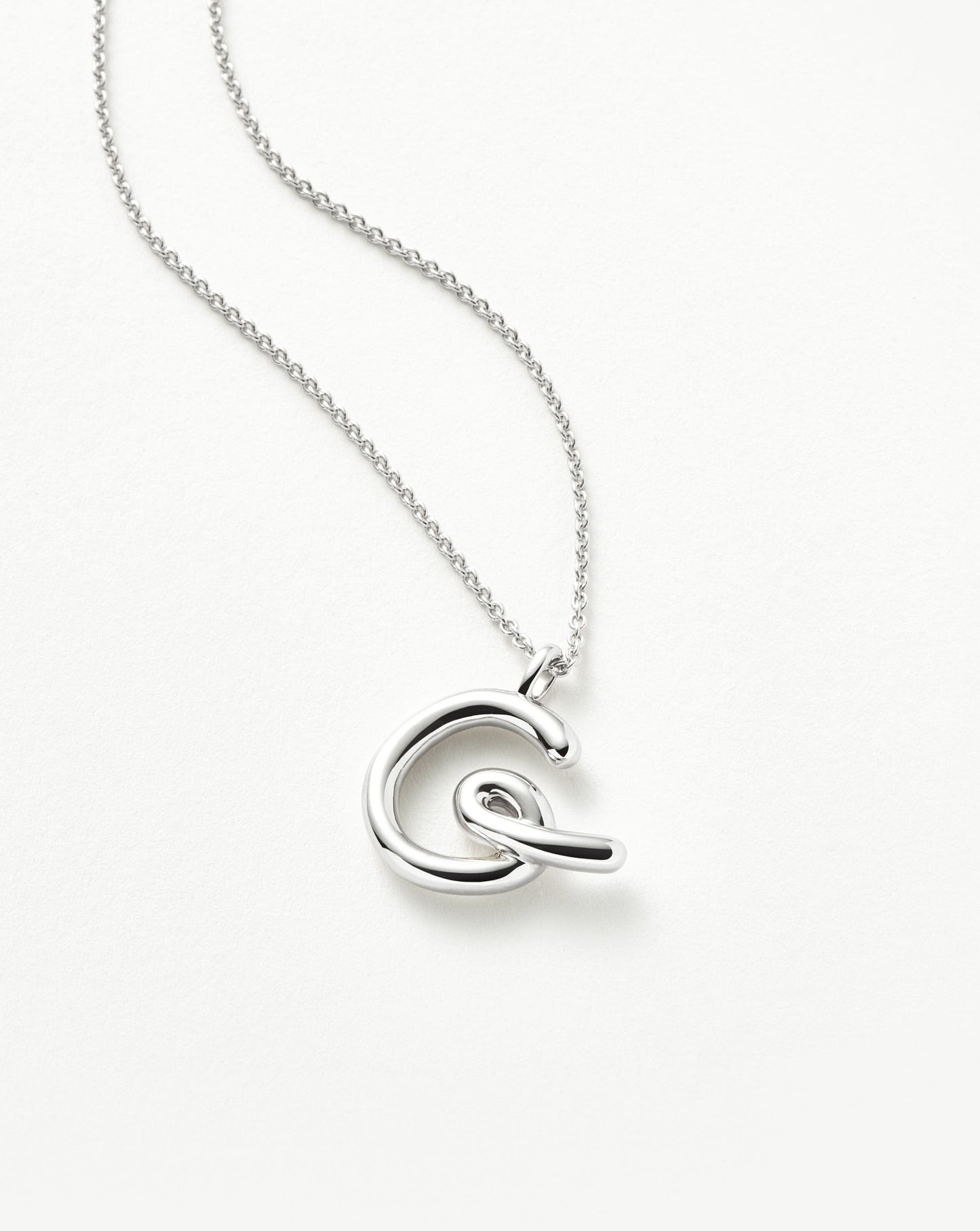 Curly Molten Initial Pendant Necklace - G | Sterling Silver