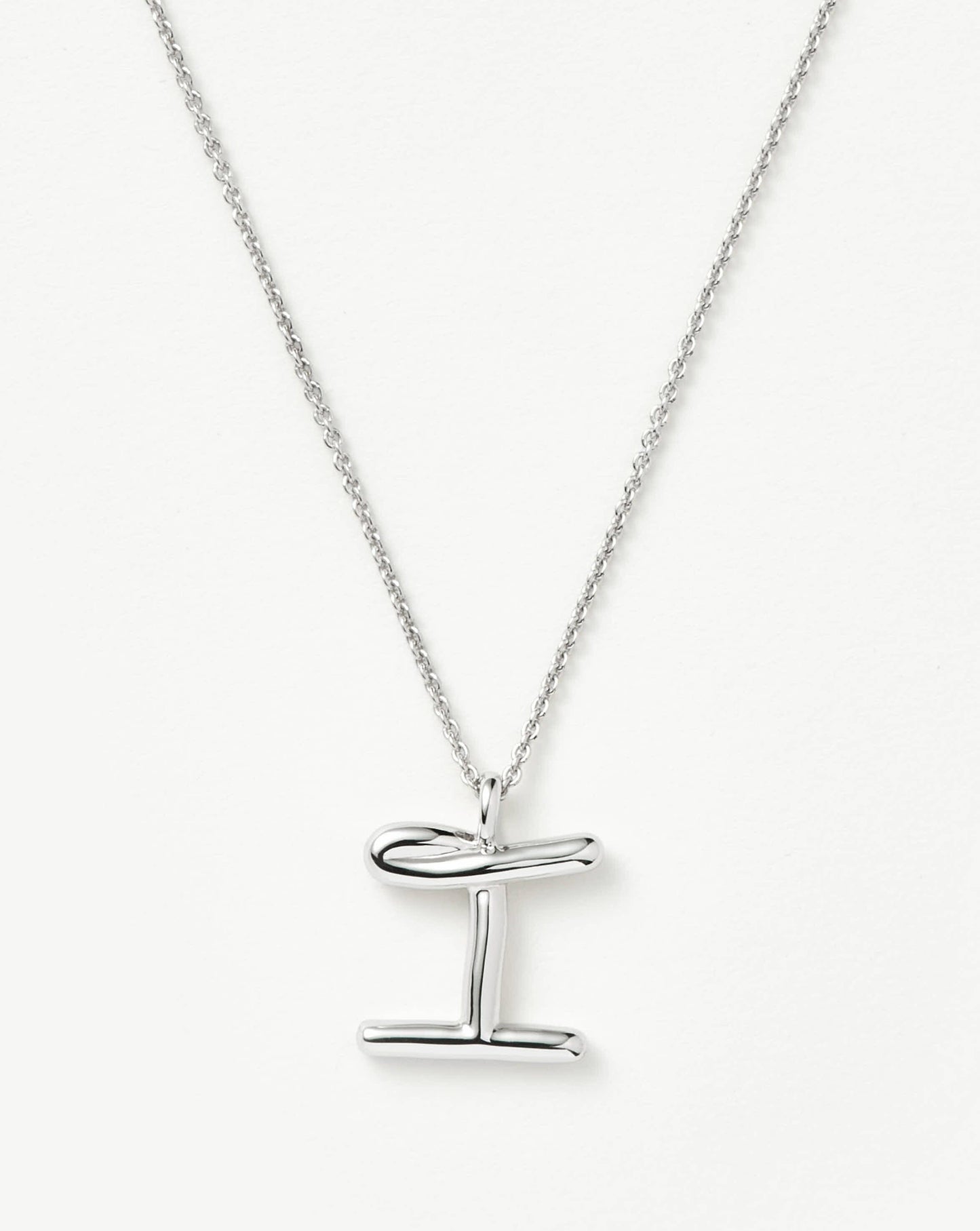 Curly Molten Initial Pendant Necklace - I | Sterling Silver