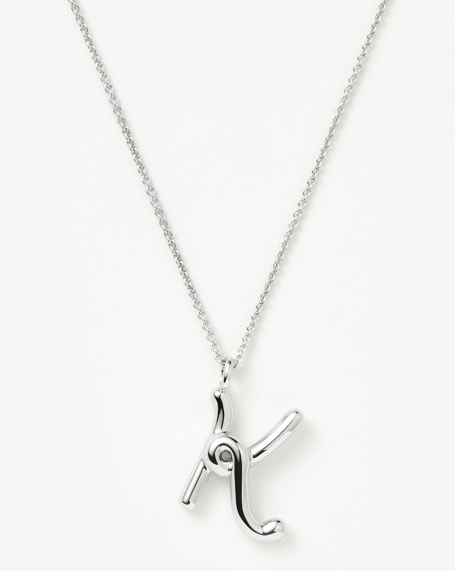 Curly Molten Initial Pendant Necklace - K | Sterling Silver