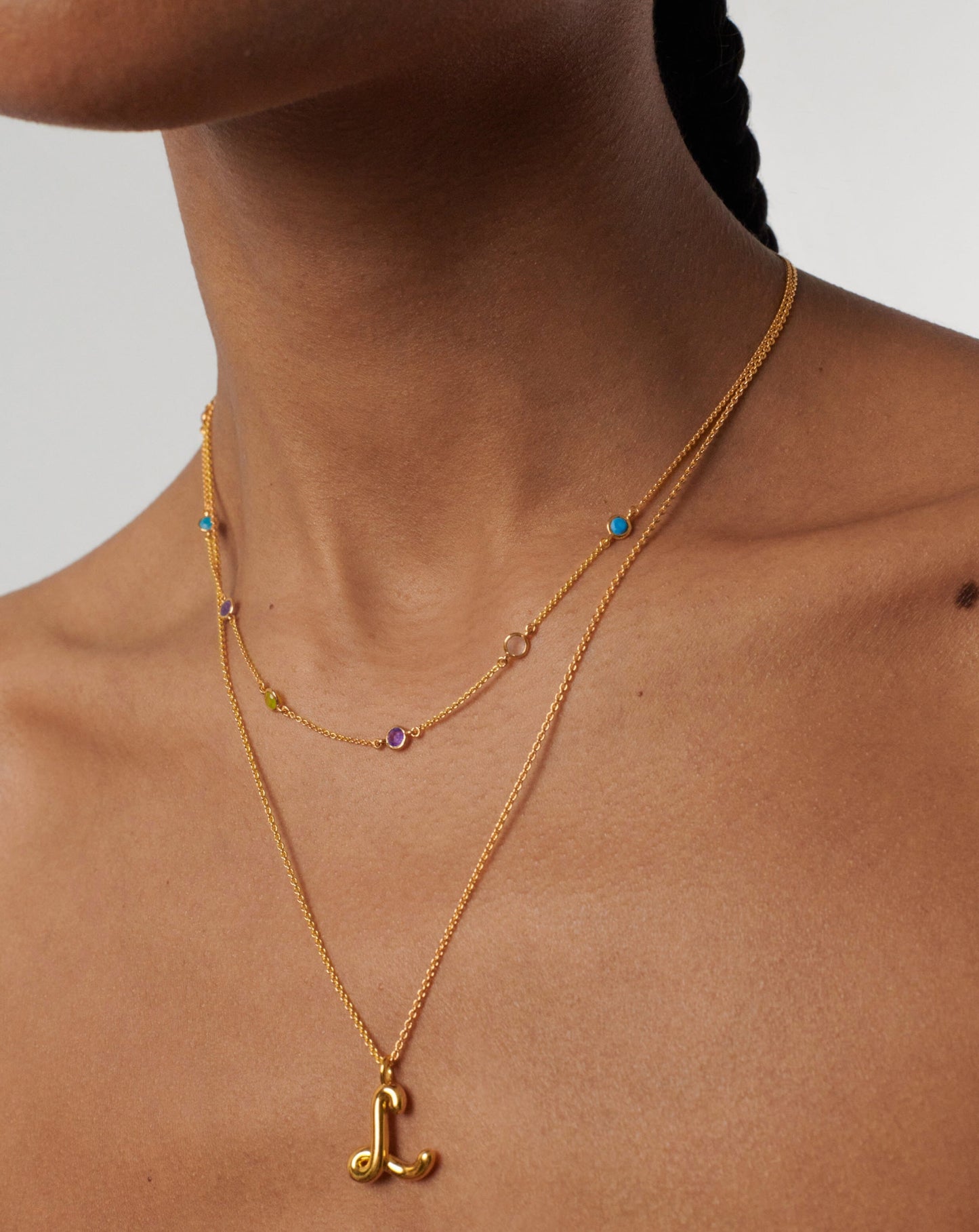 Curly Molten Initial Pendant Necklace - L | 18ct Gold Vermeil