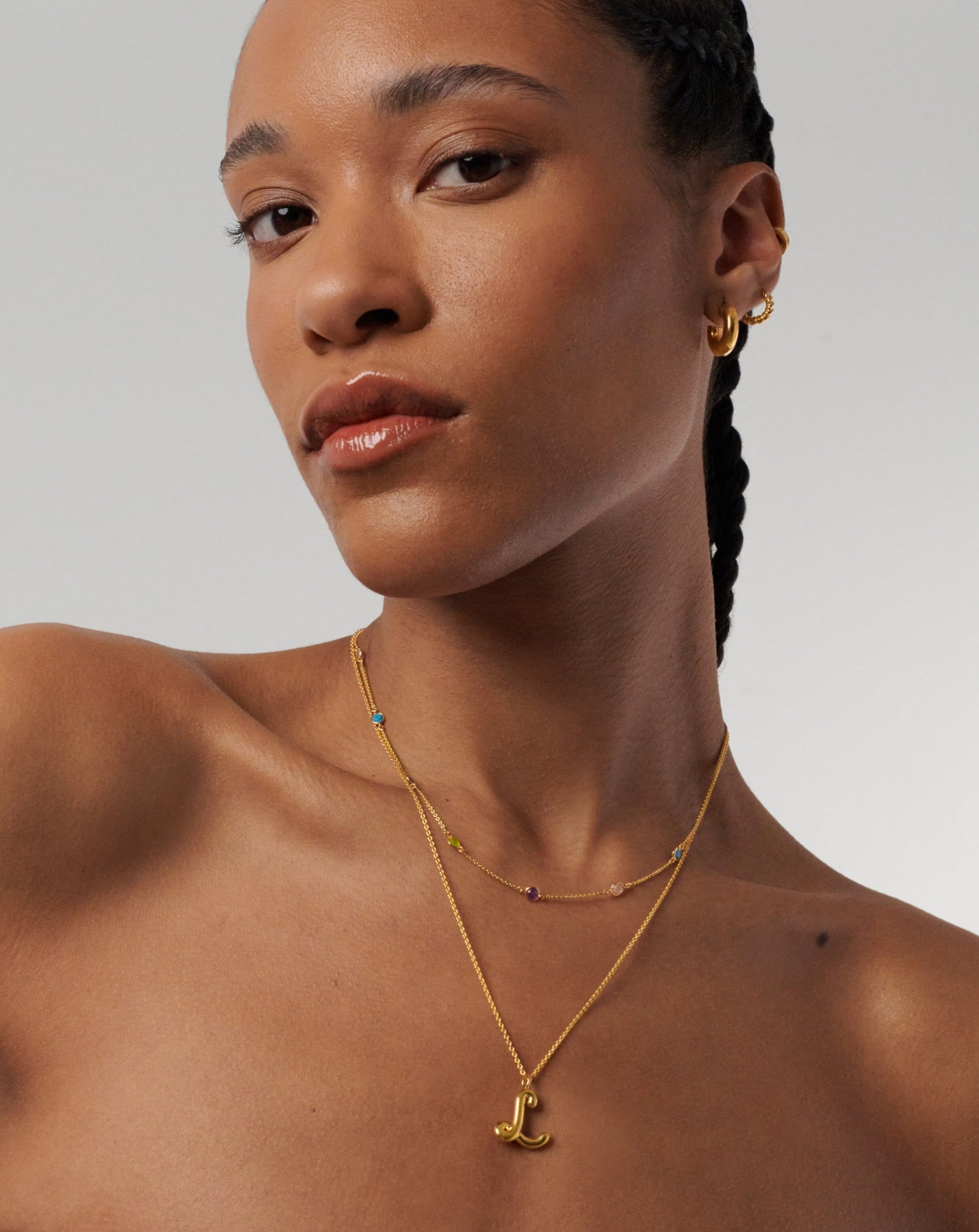 Curly Molten Initial Pendant Necklace - L | 18ct Gold Vermeil