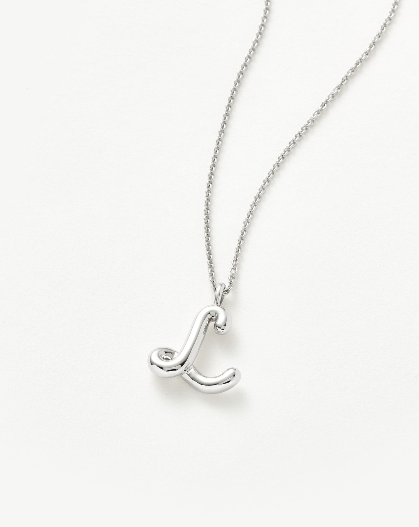 Curly Molten Initial Pendant Necklace - L | Sterling Silver