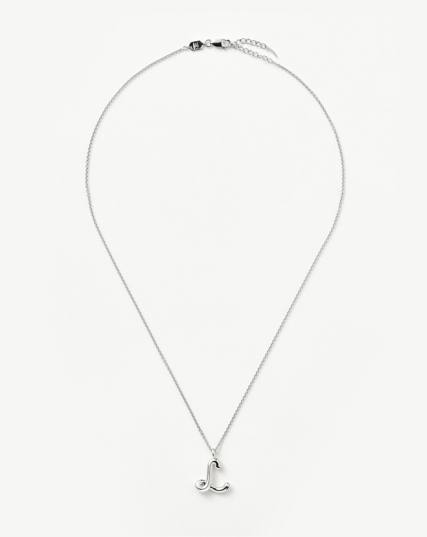 Curly Molten Initial Pendant Necklace - L | Sterling Silver