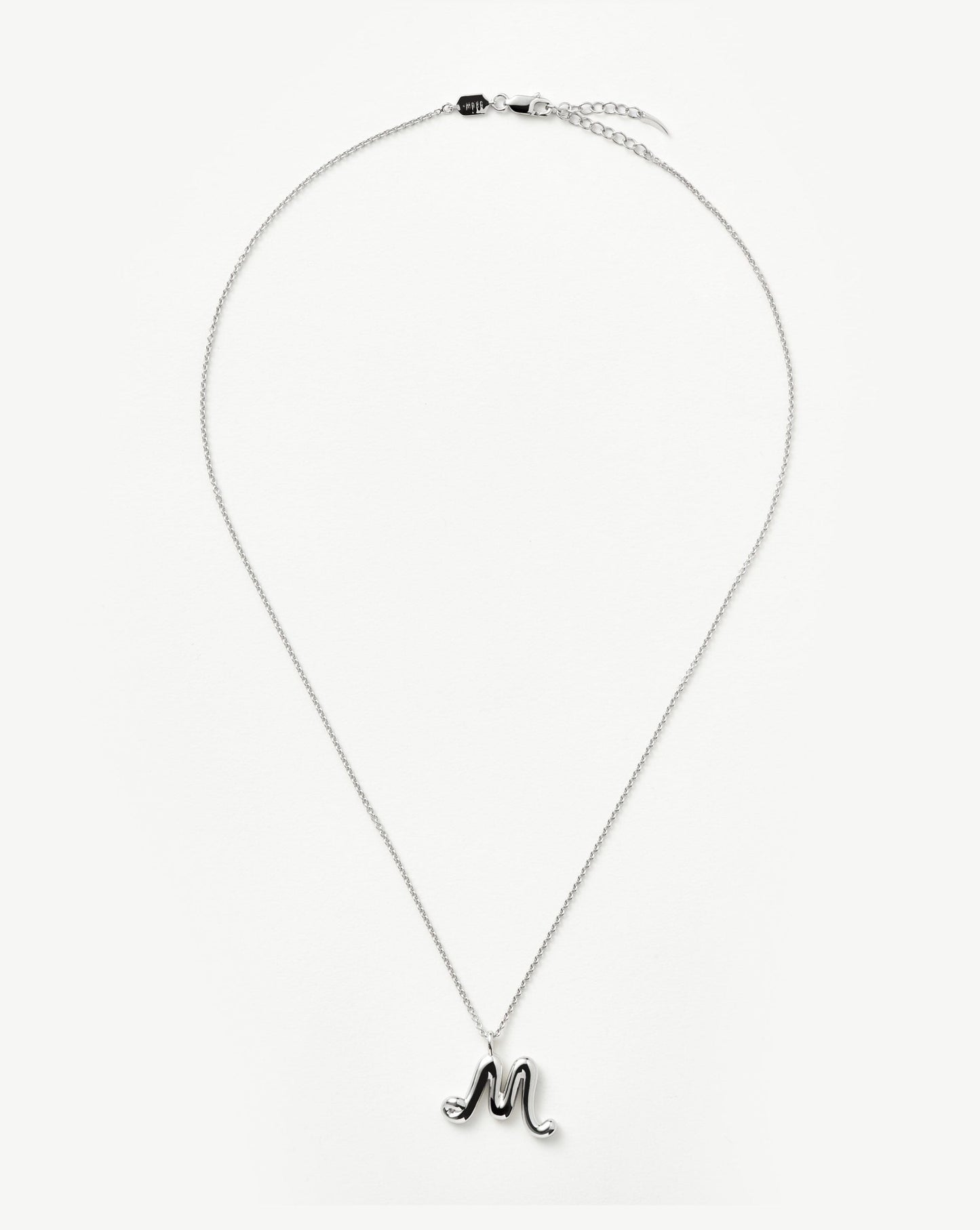 Curly Molten Initial Pendant Necklace - M | Sterling Silver
