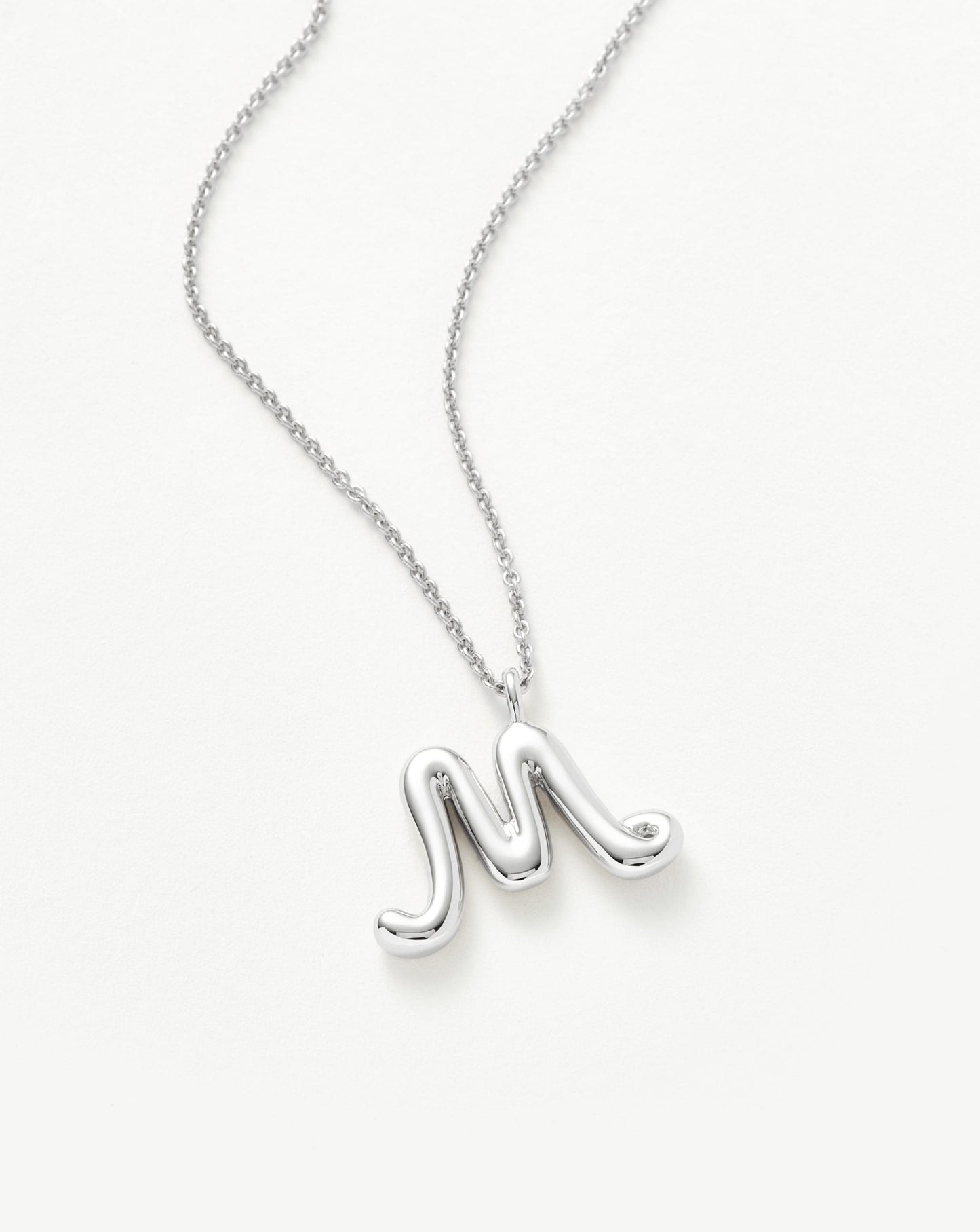 Curly Molten Initial Pendant Necklace - M | Sterling Silver