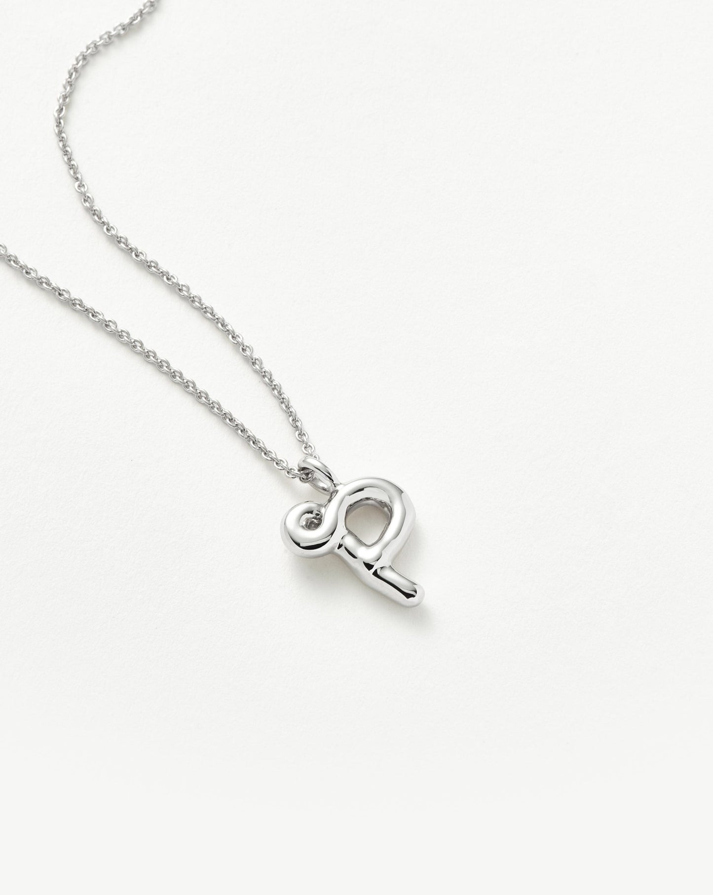 Curly Molten Initial Pendant Necklace - P | Sterling Silver