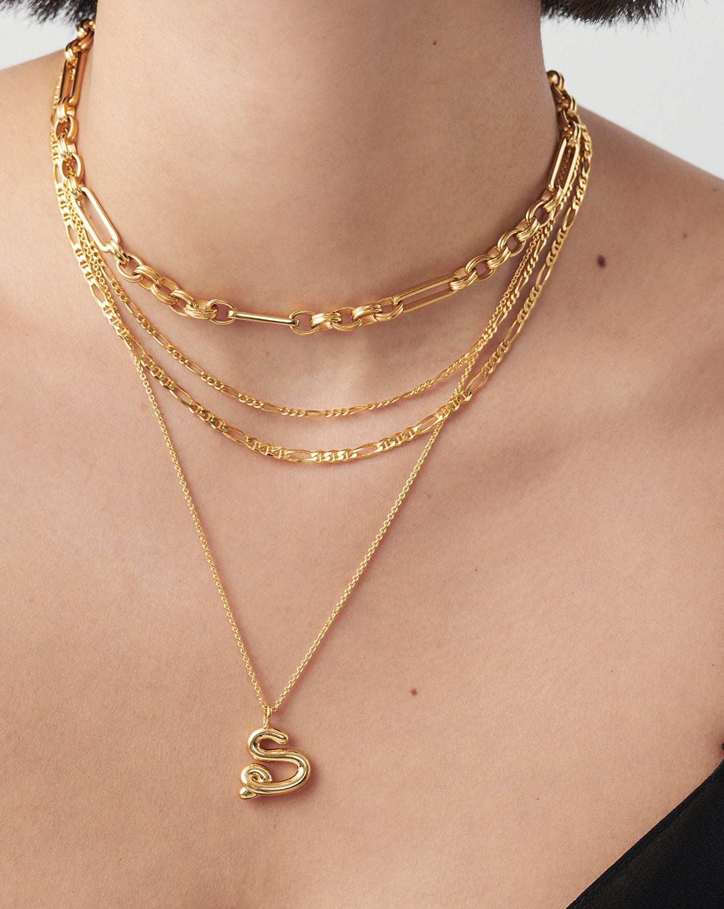 Curly Molten Initial Pendant Necklace - S | 18ct Gold Vermeil