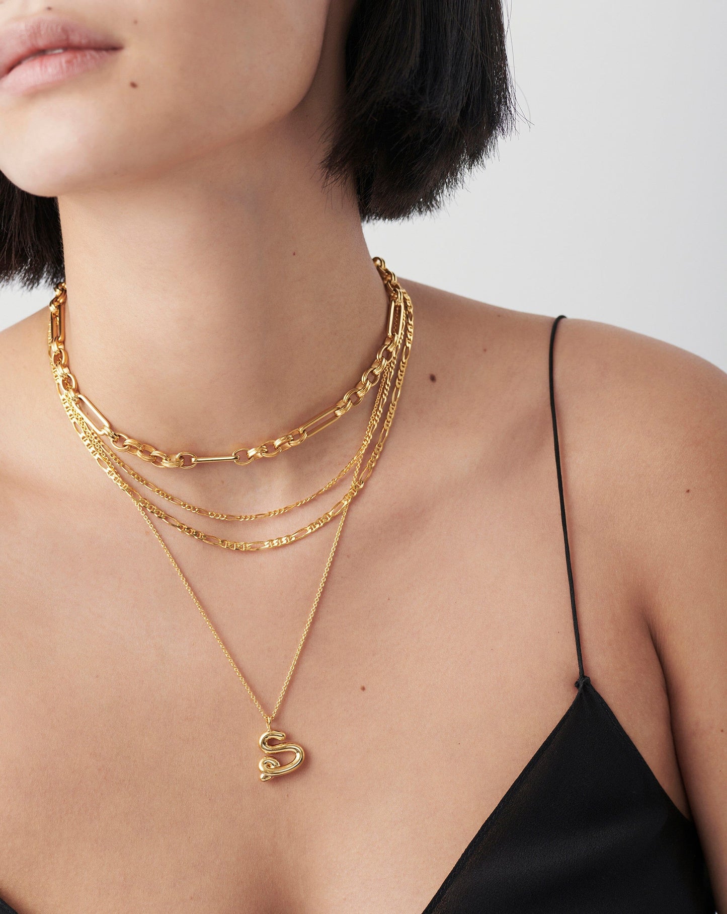 Curly Molten Initial Pendant Necklace - S | 18ct Gold Vermeil