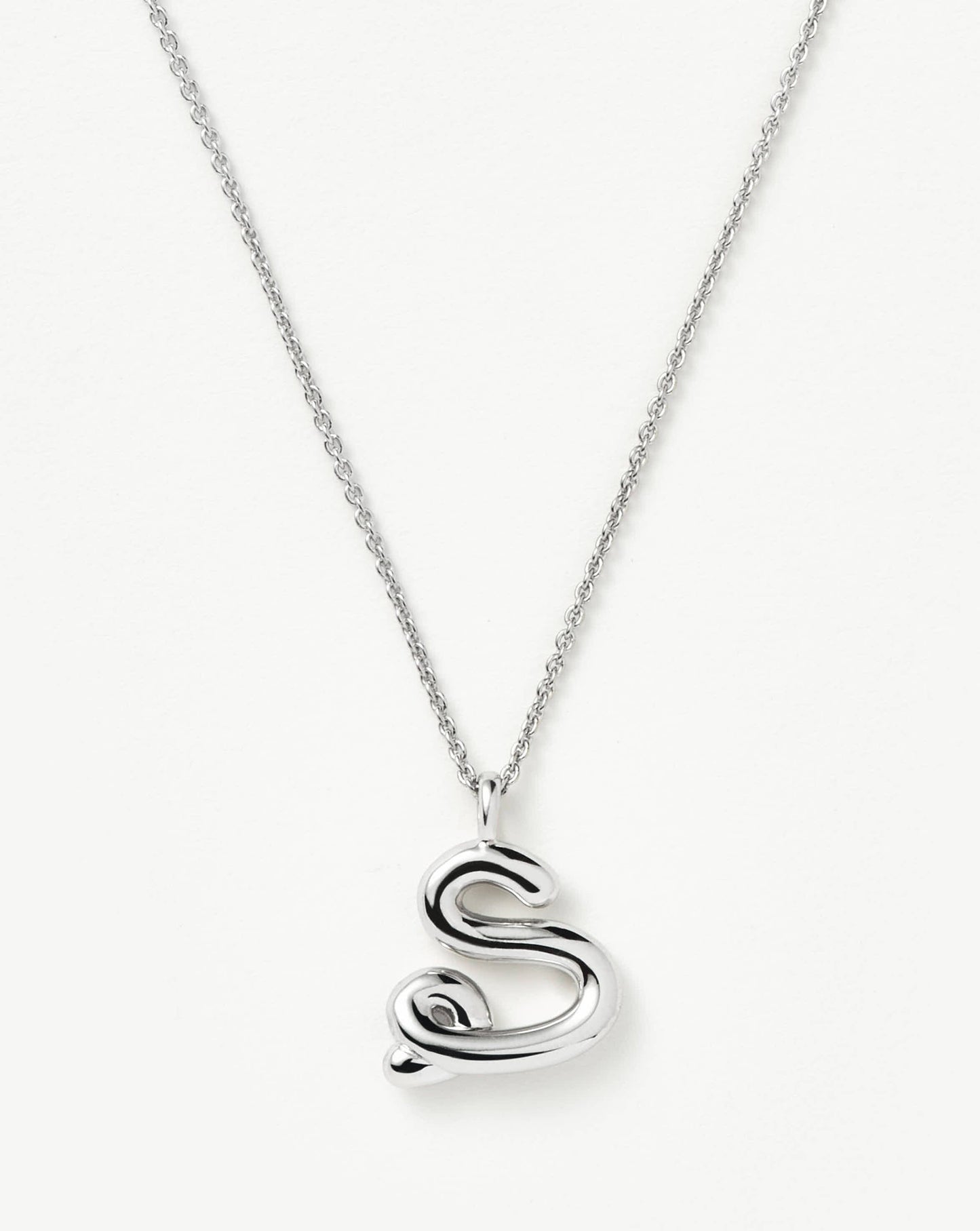 Curly Molten Initial Pendant Necklace - S | Sterling Silver