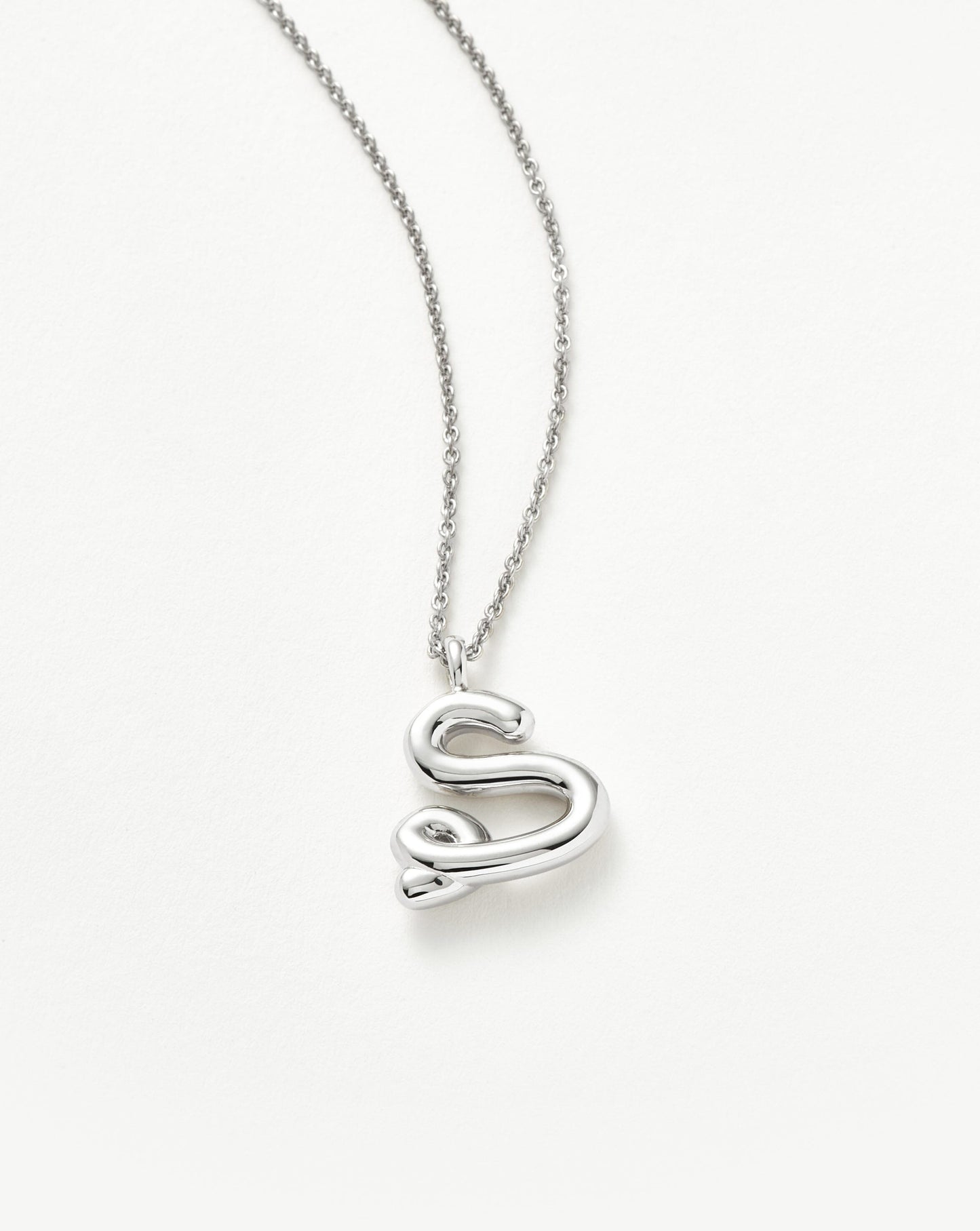 Curly Molten Initial Pendant Necklace - S | Sterling Silver