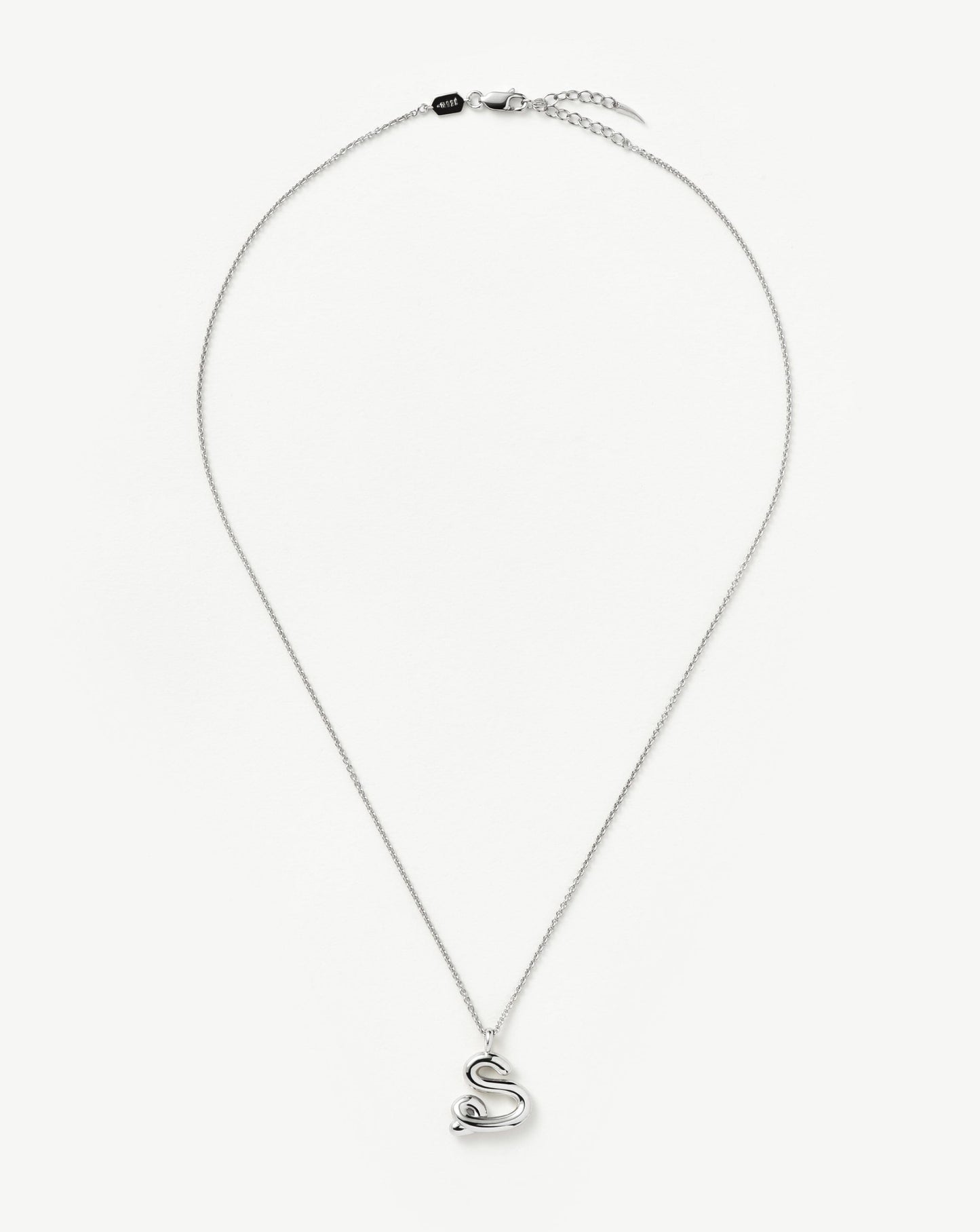 Curly Molten Initial Pendant Necklace - S | Sterling Silver