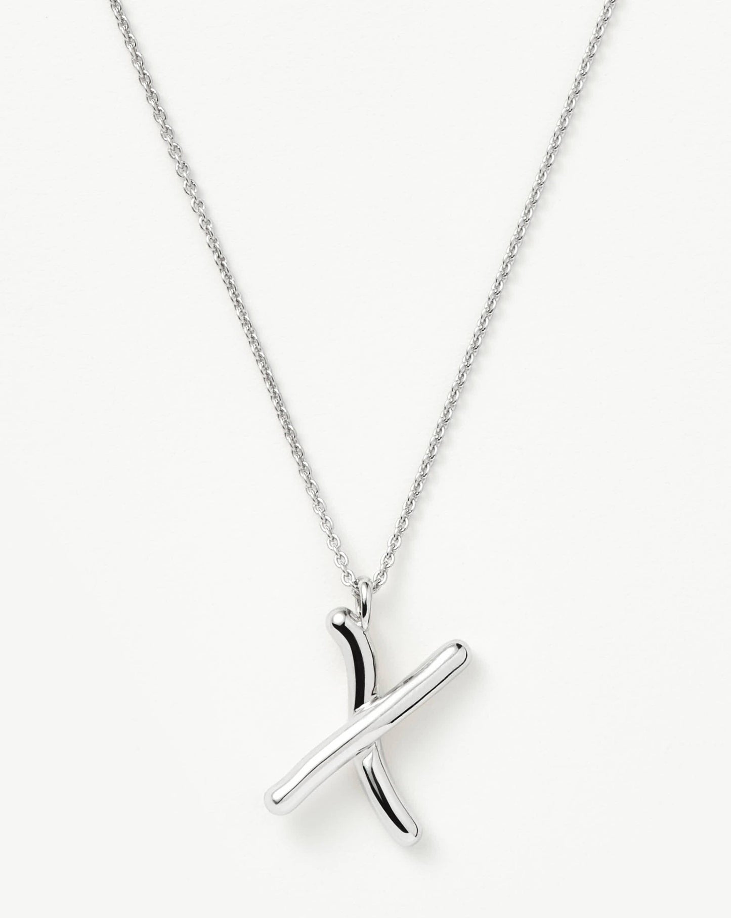 Curly Molten Initial Pendant Necklace - X | Sterling Silver