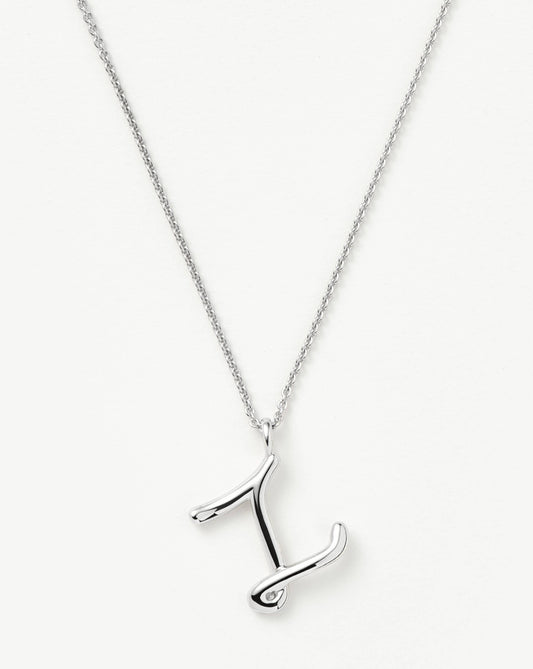 Curly Molten Initial Pendant Necklace - Z | Sterling Silver